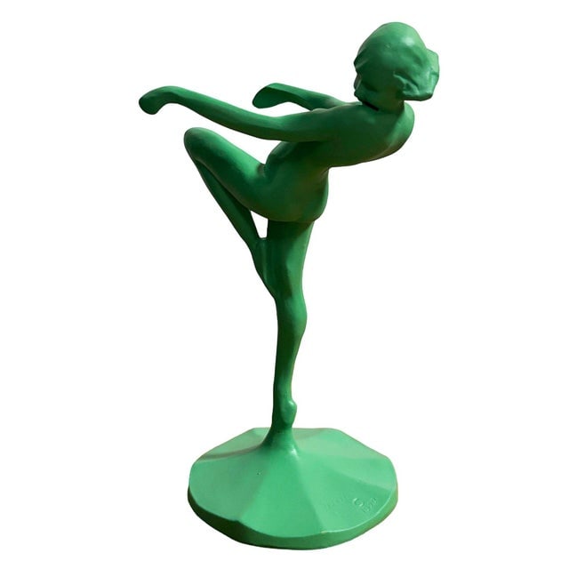 1922 Model T-301 Art Deco Dancing Nymph Green Ashtray Stand by Frankart - 3