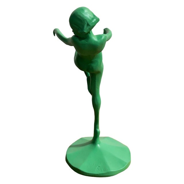 1922 Model T-301 Art Deco Dancing Nymph Green Ashtray Stand by Frankart - 4