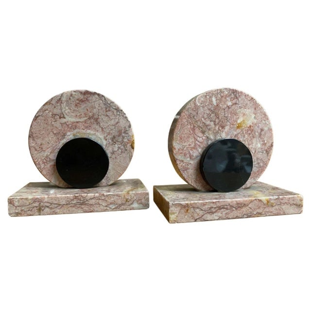 1930s Marefbay French Art Deco Ucra Bronze Swan Marble Mantle Garniture Clock Set- 3 Pieces - 3