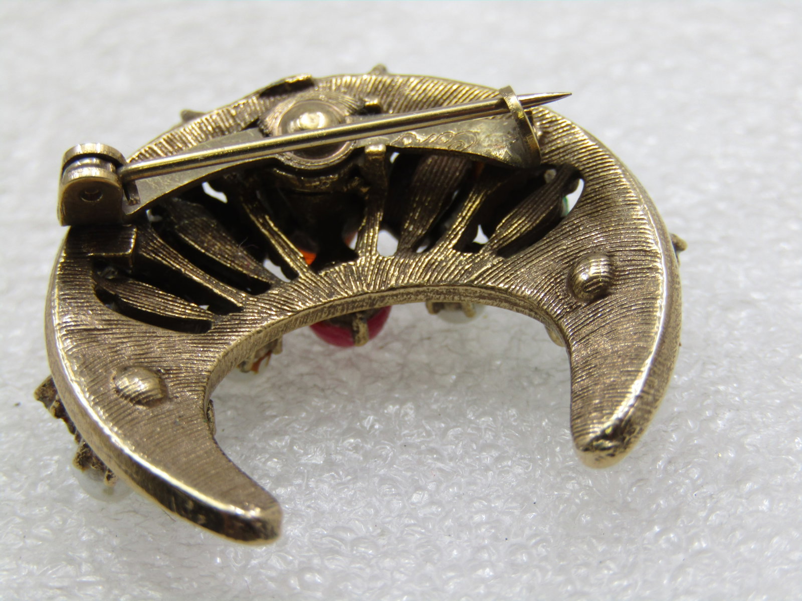 Vintage Coro Rhinestone Crescent Brooch, 1940's - 6