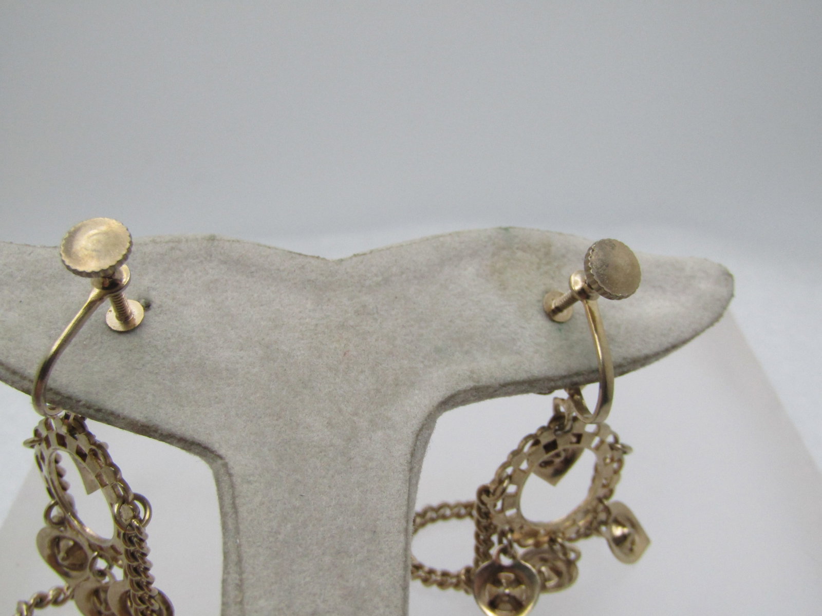 Vintage Blue Rhinestone Floral Chandelier Earrings, Screwback, 1960's-1970's - 4