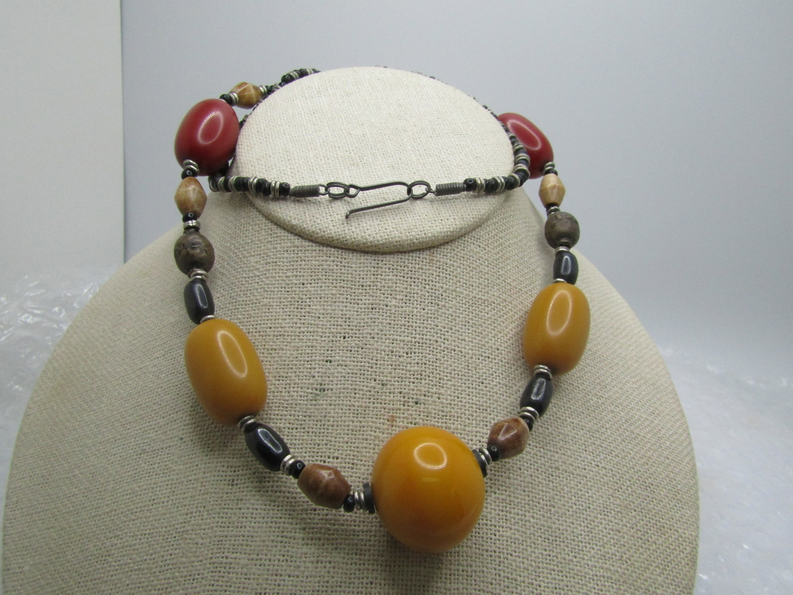 Vintage Chunky Faux Pearl Necklace, 24", Box Clasp, 1960's-1970's - 2