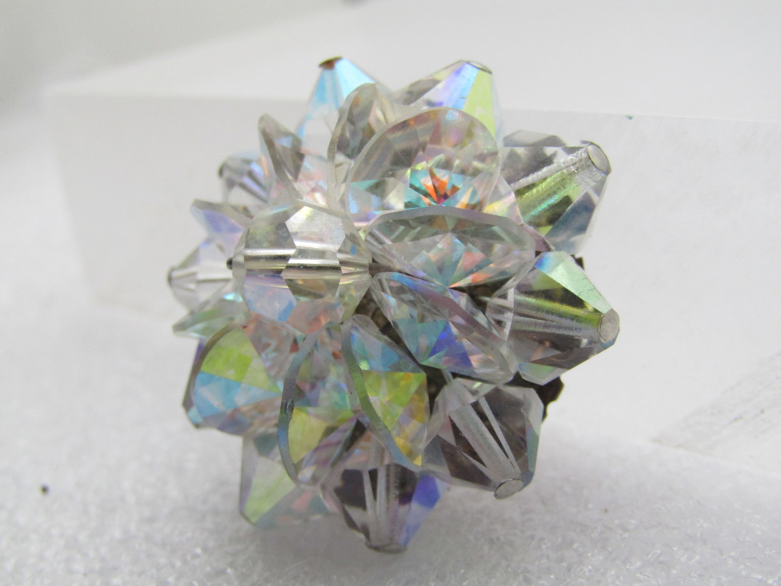 Vintage AB Crystal Cluster Brooch, 1.25", 1940's - 2