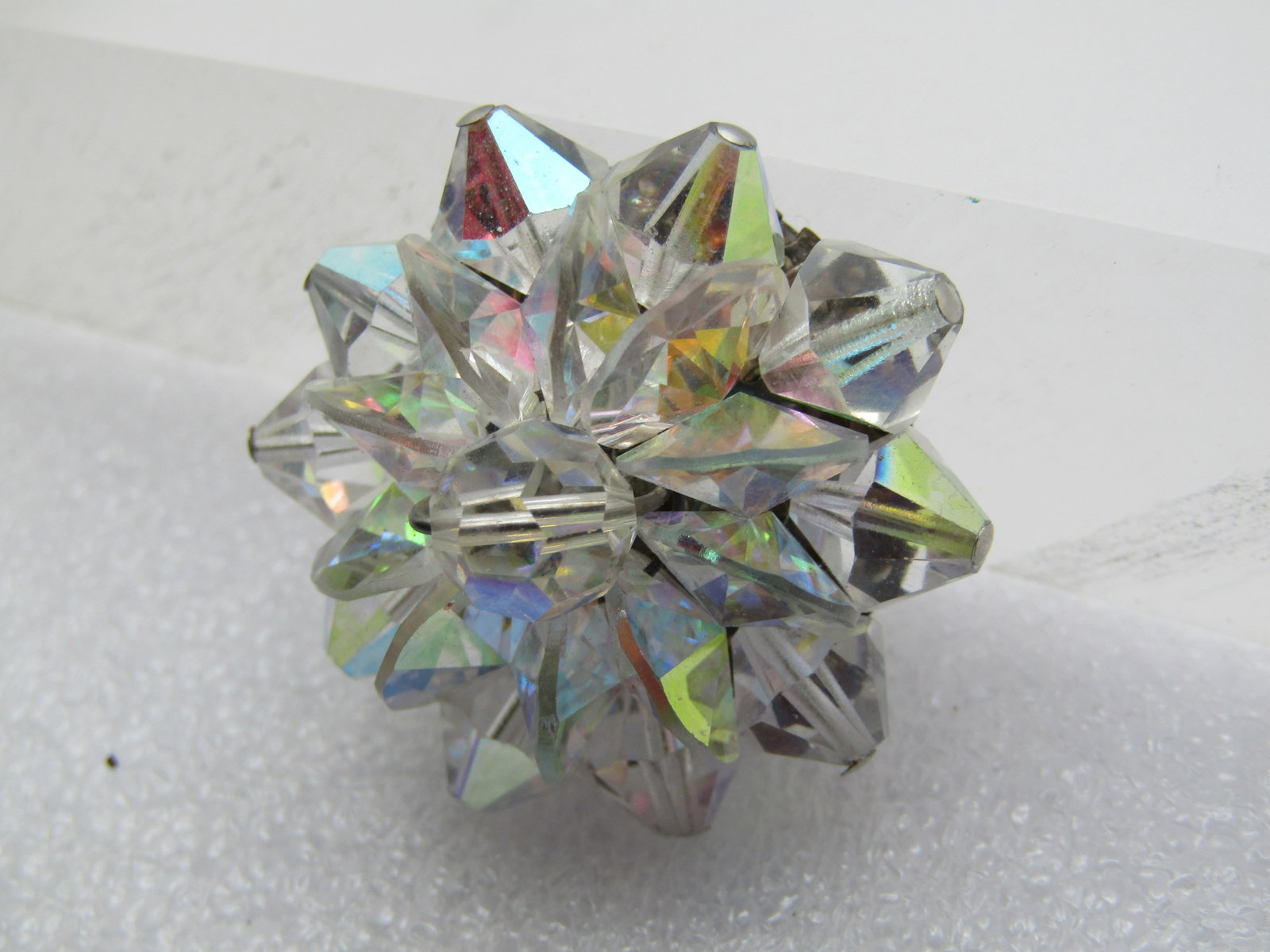 Vintage AB Crystal Cluster Brooch, 1.25", 1940's - 4