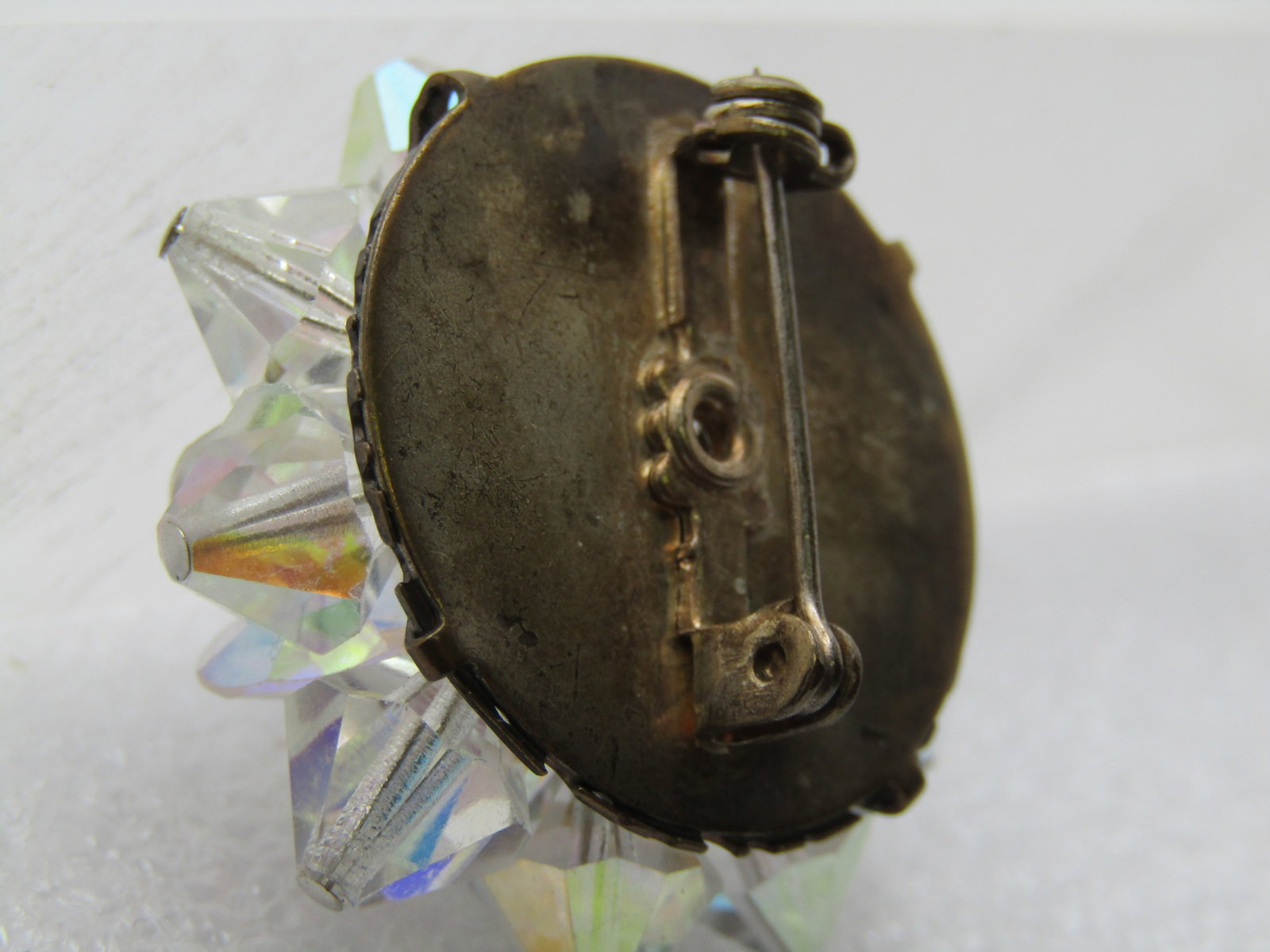 Vintage AB Crystal Cluster Brooch, 1.25", 1940's - 6