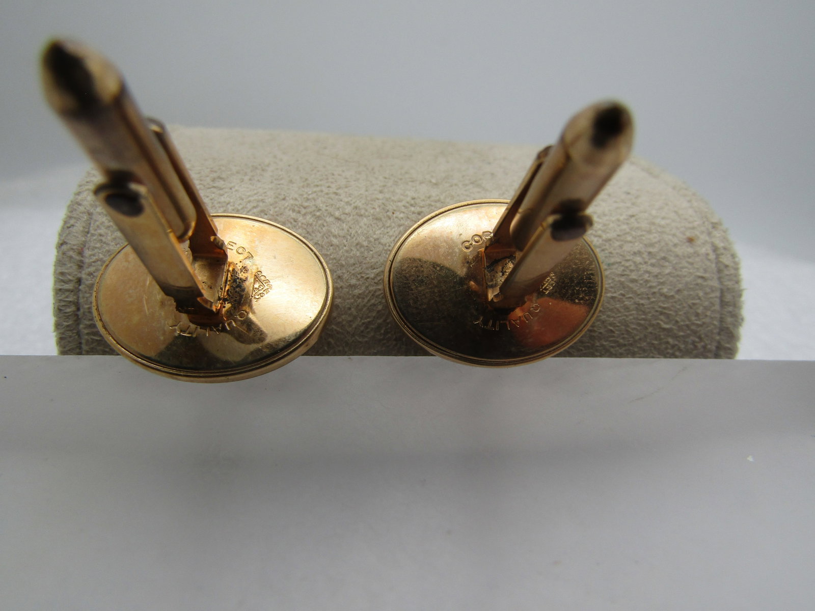 Vintage Red Glass Stone Cufflinks, Correct Quality, 1940's - 4
