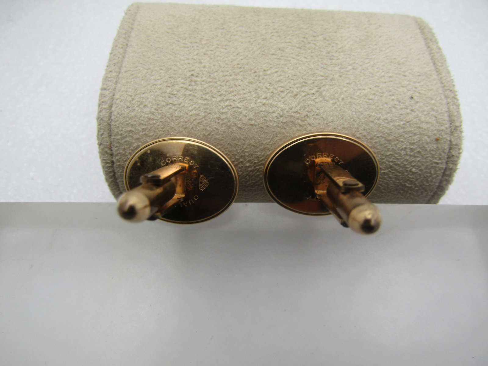 Vintage Red Glass Stone Cufflinks, Correct Quality, 1940's - 5