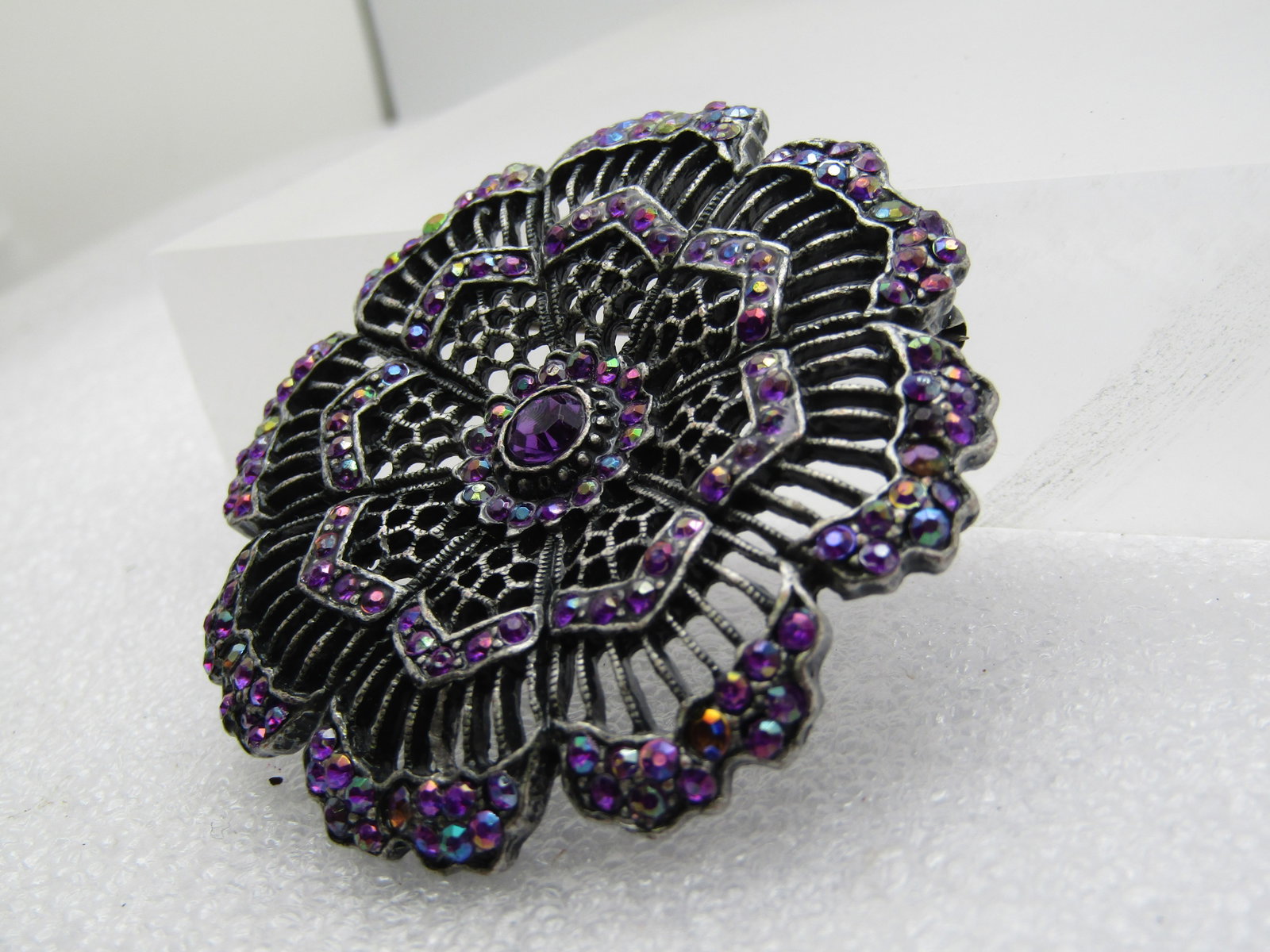 Vintage Purple Rhinestone A.B. Brooch, 1980's-1990's, 2" - 2