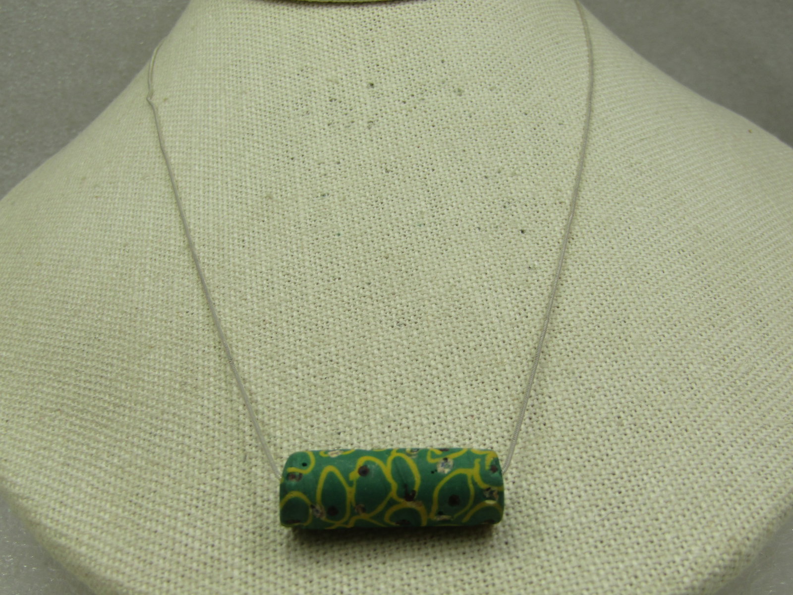 Vintage Sterling Green & Yellow Scrolled Bead Necklace, 18.5" - 3