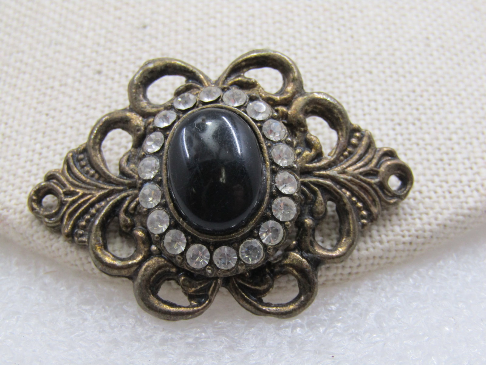 Vintage Black & Clear Stone Victorian Themed Brooch, 1.75" (1 of 6)