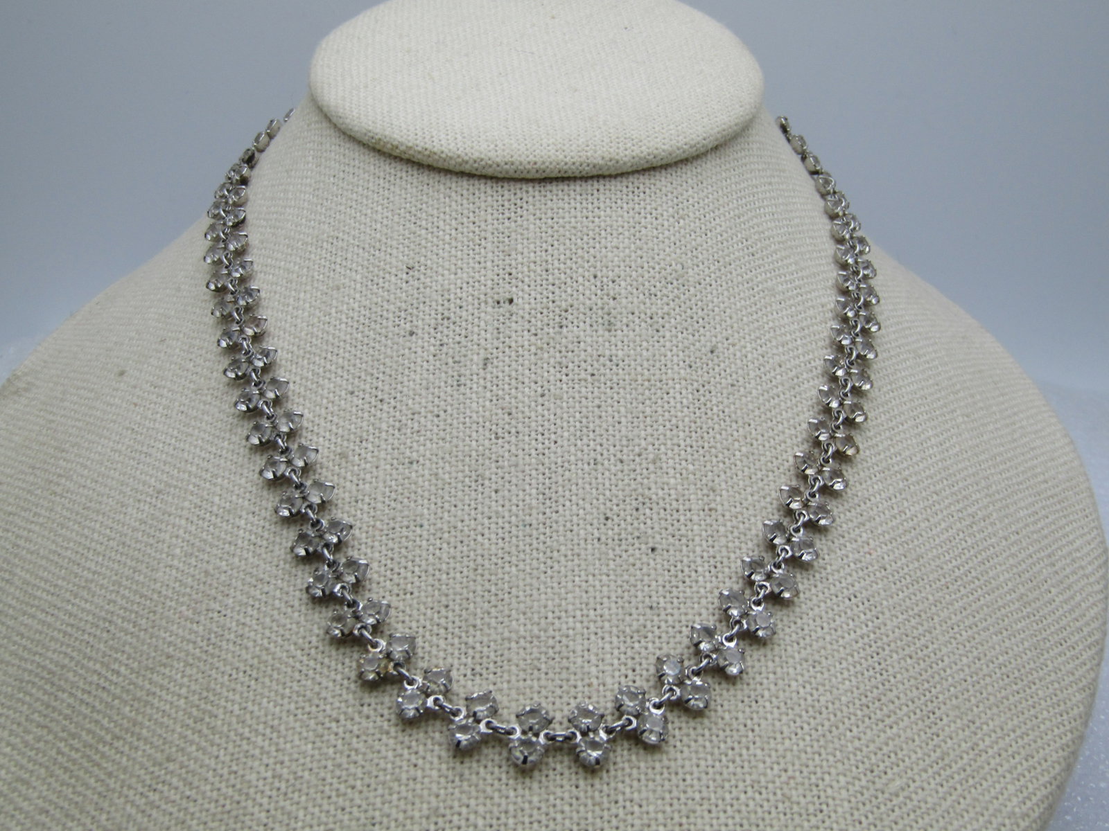 Vintage Clear Rhinestone Choker Necklace , 14.5" - 16", 1970's-1980's - 2