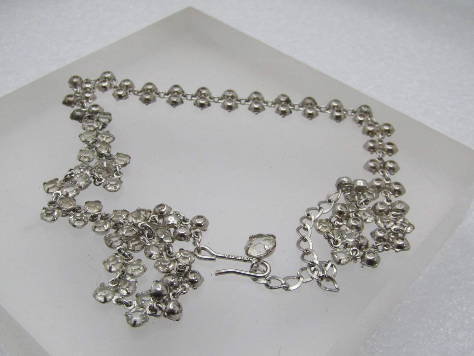 Vintage Clear Rhinestone Choker Necklace , 14.5" - 16", 1970's-1980's - 5