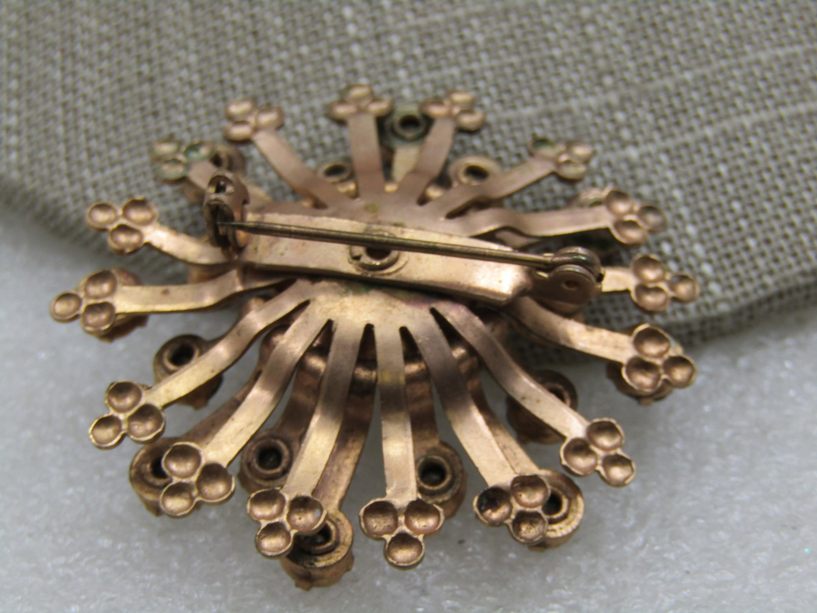 Vintage Rhinestone Blossom Brooch, 1940's, Blue & Clear - 5