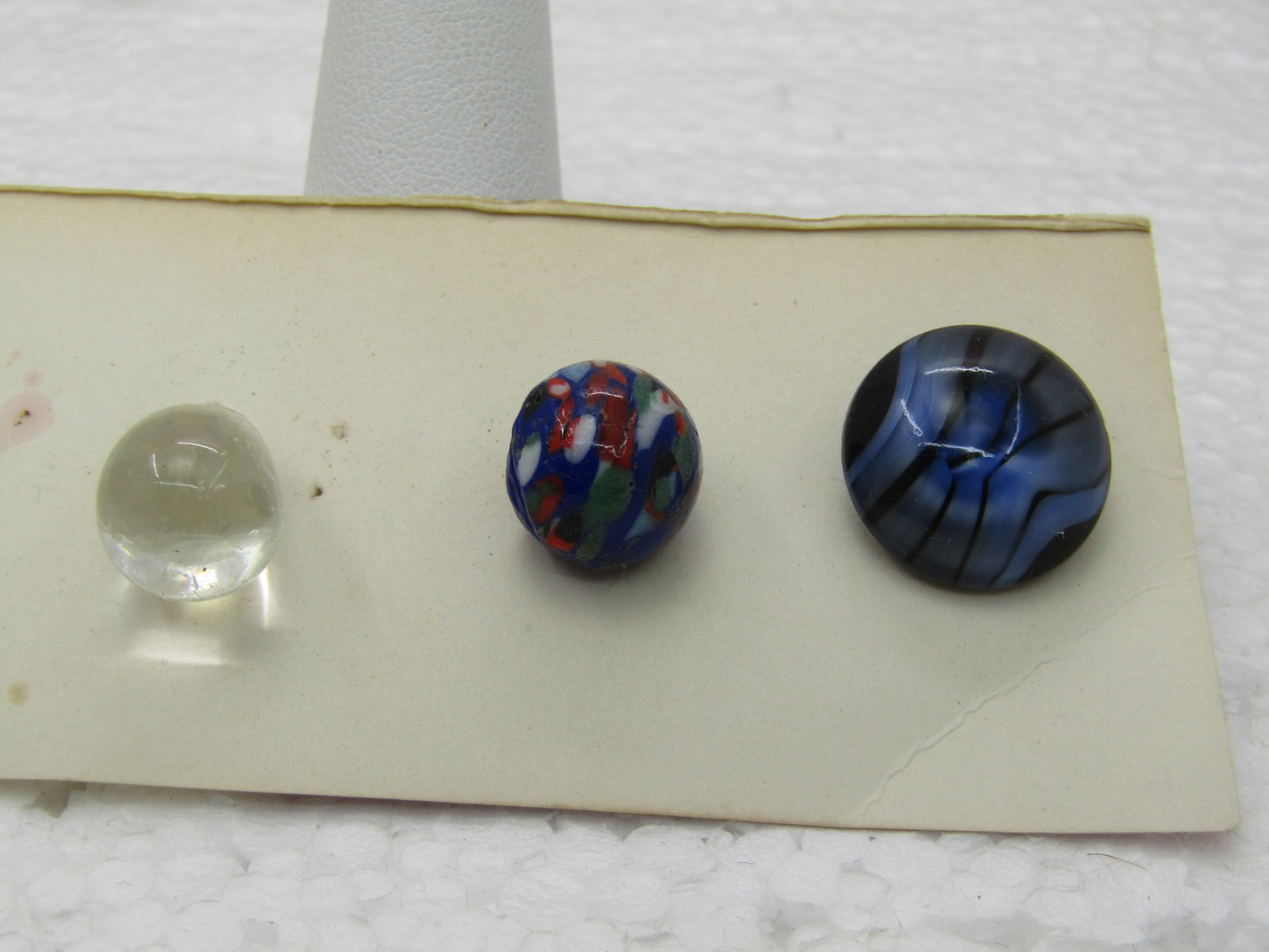 3 Vintage Fancy Glass Buttons, Murano Style, Blue Black & Clear Teardrop (1 of 9)