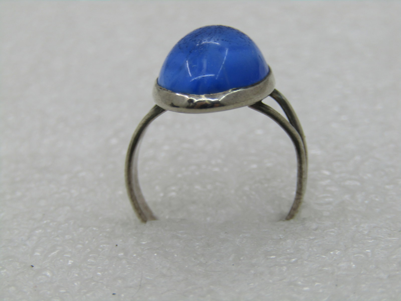 Vintage Sterling Blue Glass Ring, Sz. 6, 1950's-1960's - 5
