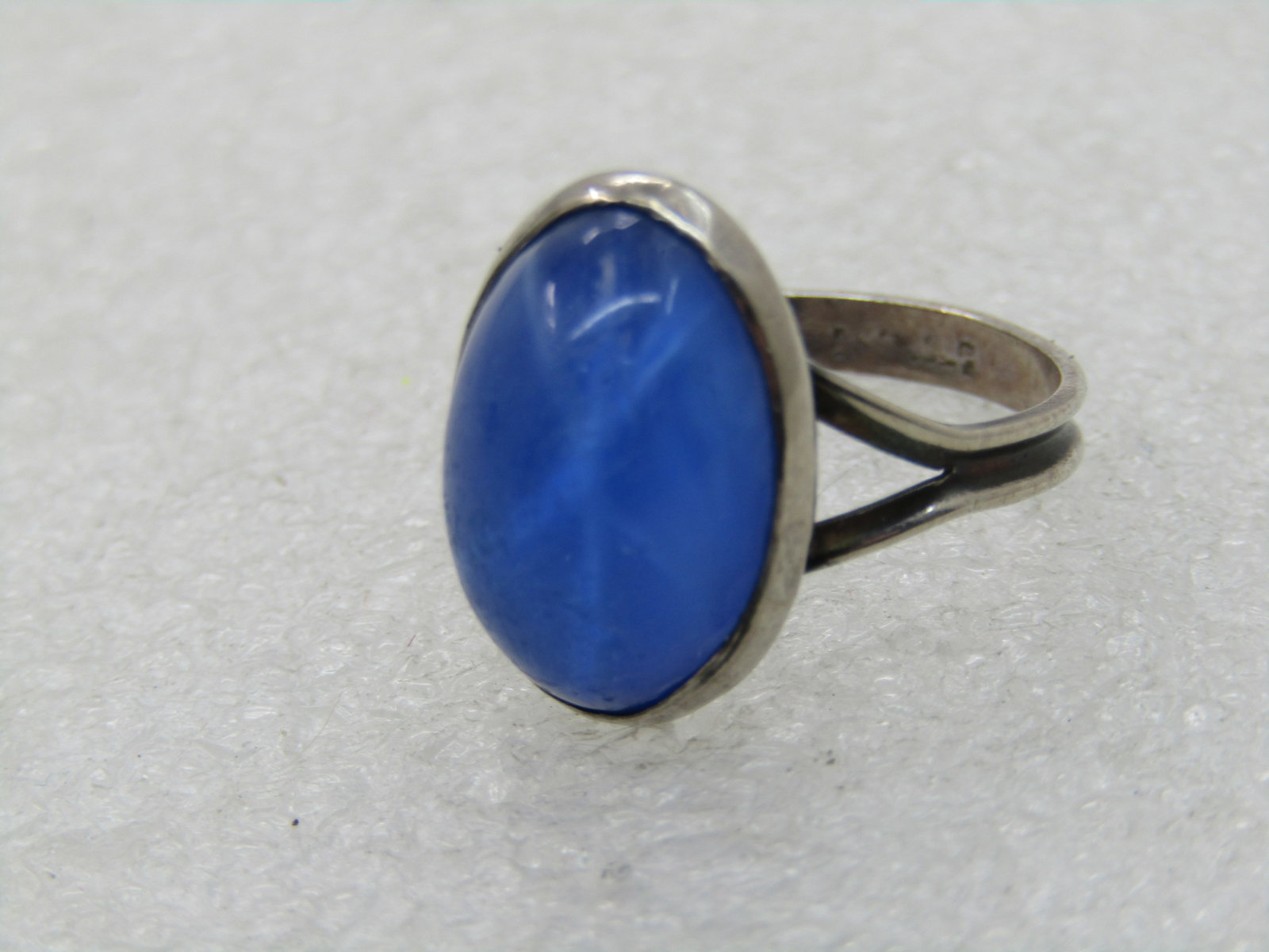 Vintage Sterling Blue Glass Ring, Sz. 6, 1950's-1960's - 6