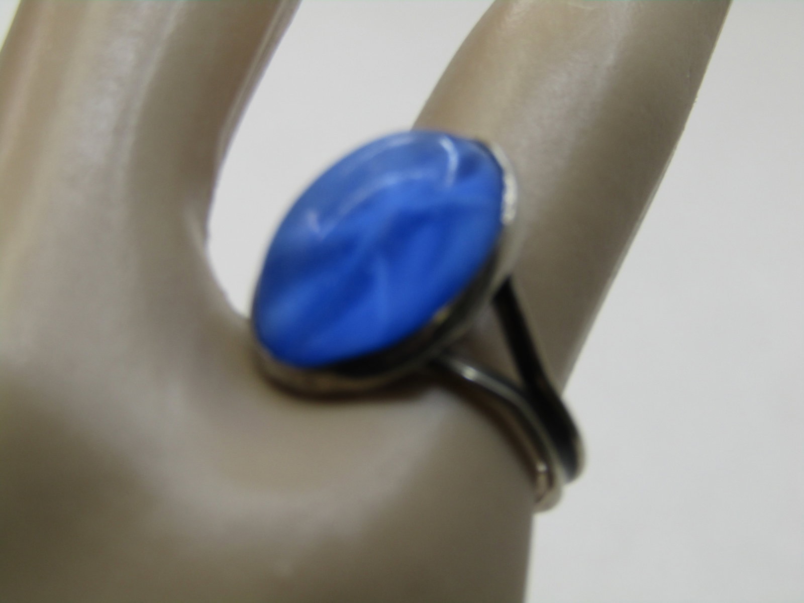 Vintage Sterling Blue Glass Ring, Sz. 6, 1950's-1960's - 7