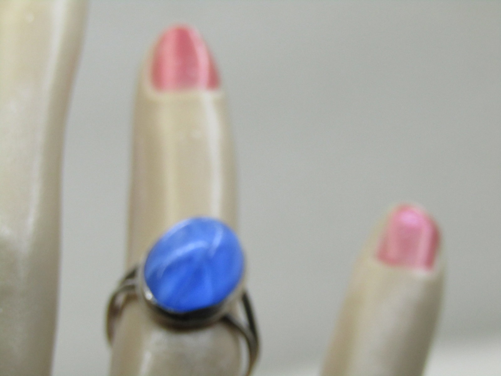 Vintage Sterling Blue Glass Ring, Sz. 6, 1950's-1960's - 8