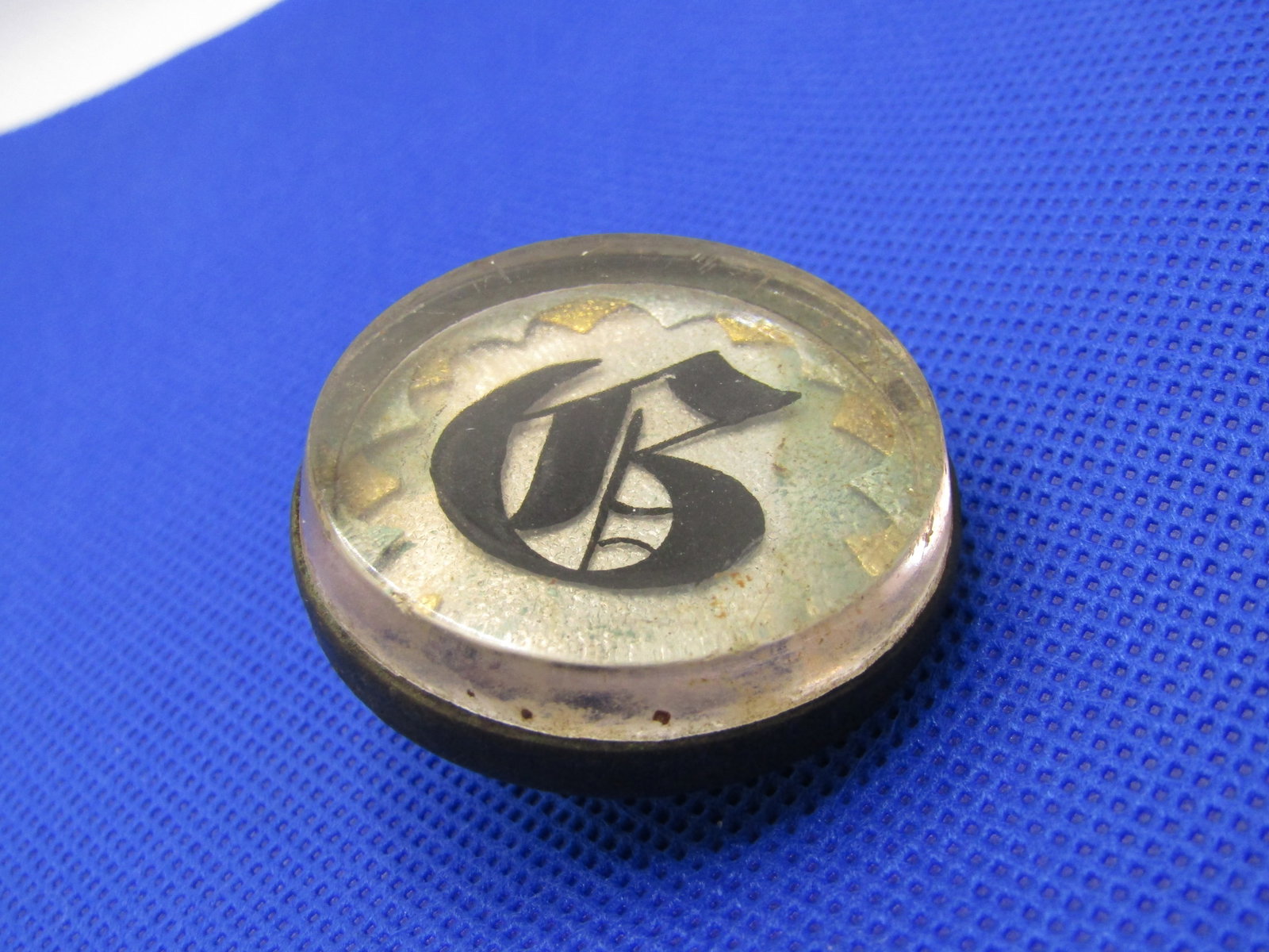 Vintage Initial B Glass Bridle Button, 1930's - 5