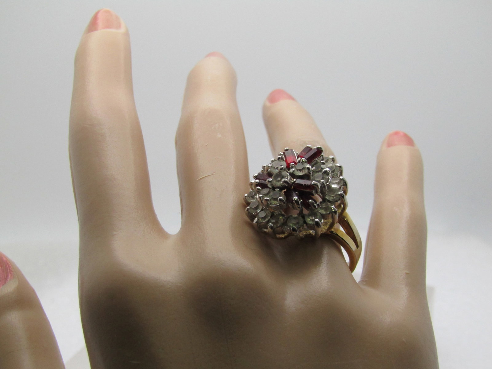 Vintage 18kt GEP Rhinestone Ring, Sz. 8.25, 1970's-1980's - 7
