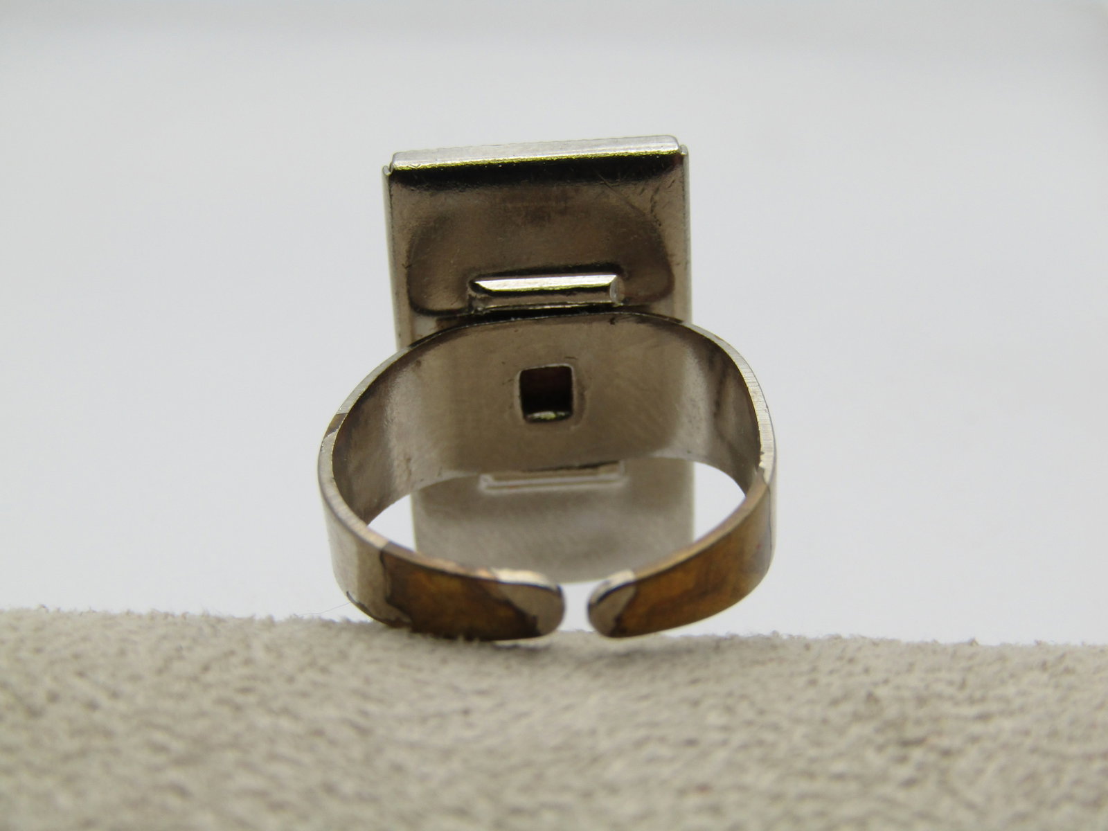 Vintage Multi-Colored Glass Ring, Adjustable, Rectangular, Unisex, 1970's - 4