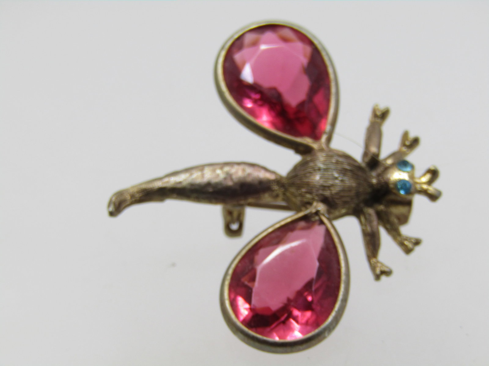 Vintage Pink Rhinestone Dragonfly Brooch, 1960's - 2