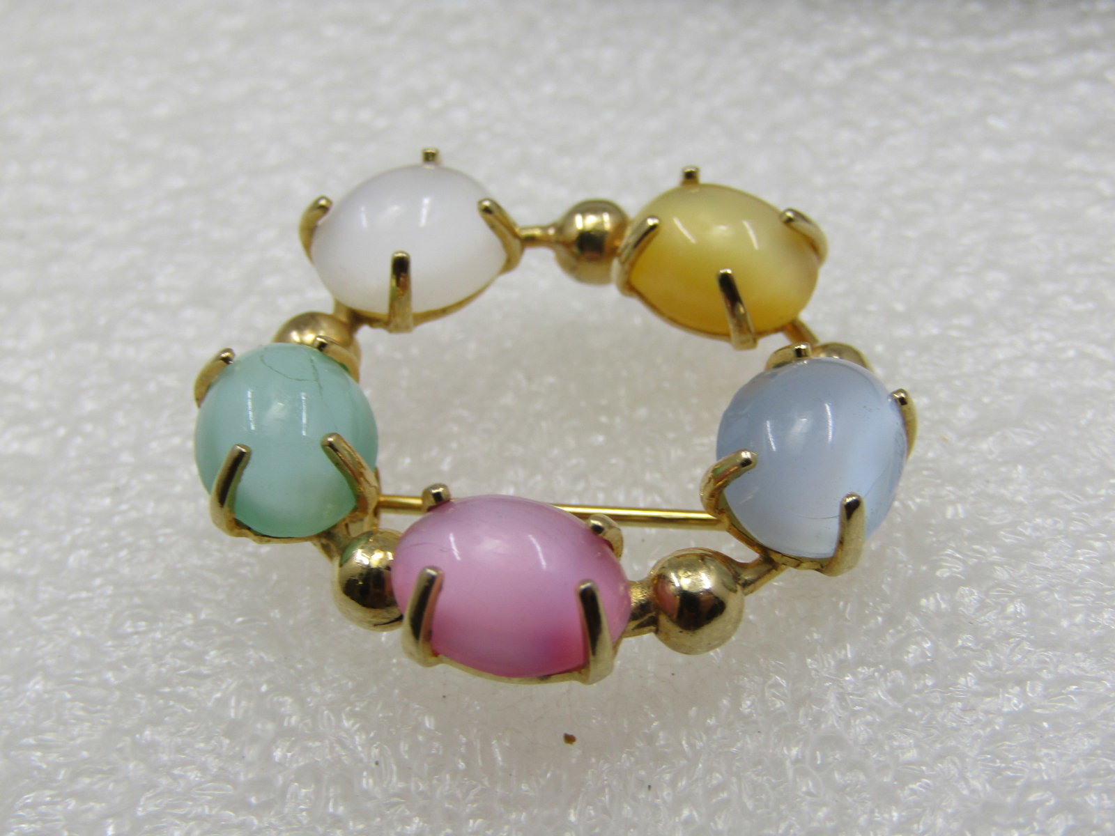 Vintage Pastel Cateye Glass Brooch and Single Earring, 1960's - 3