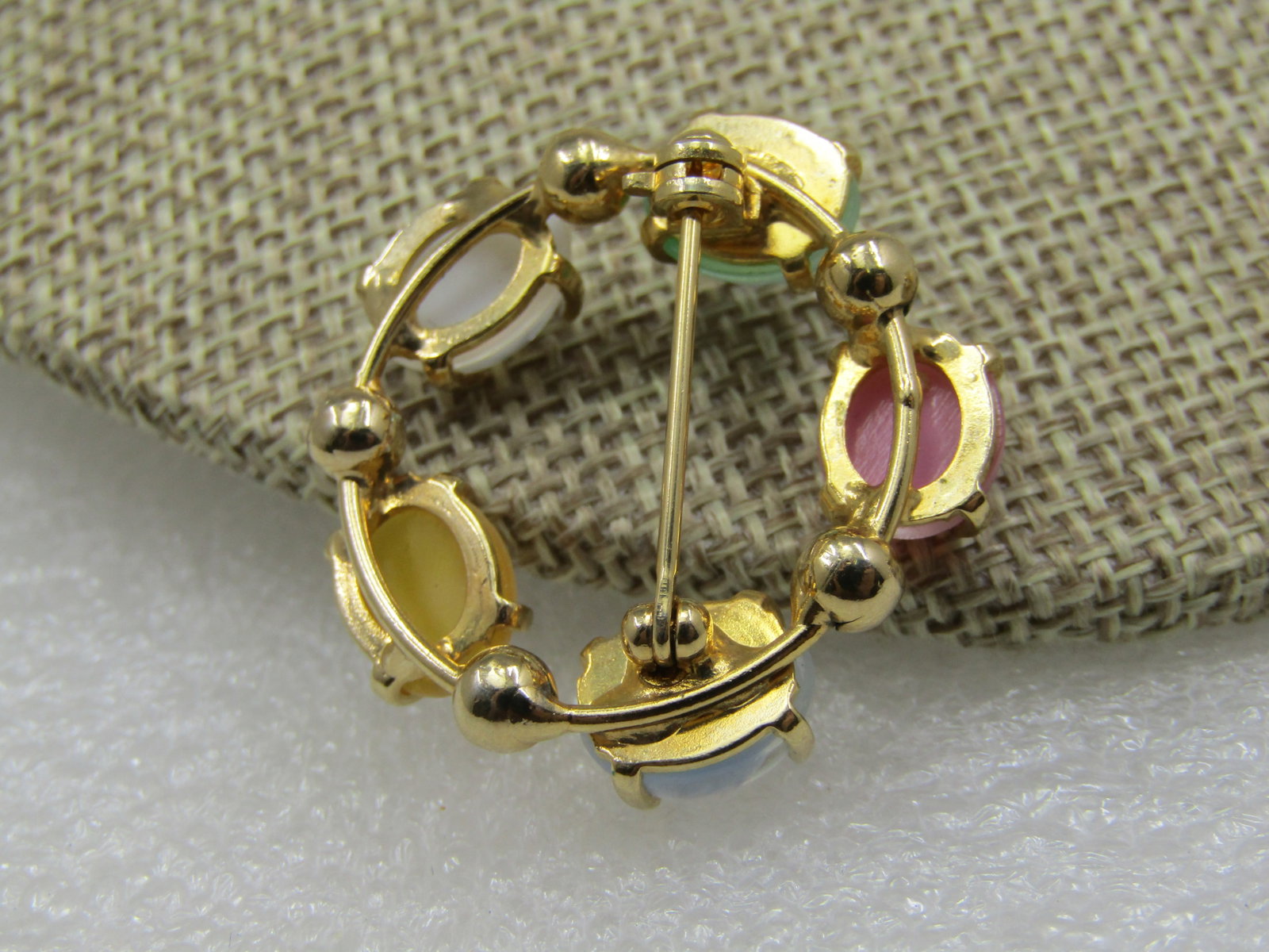 Vintage Pastel Cateye Glass Brooch and Single Earring, 1960's - 4