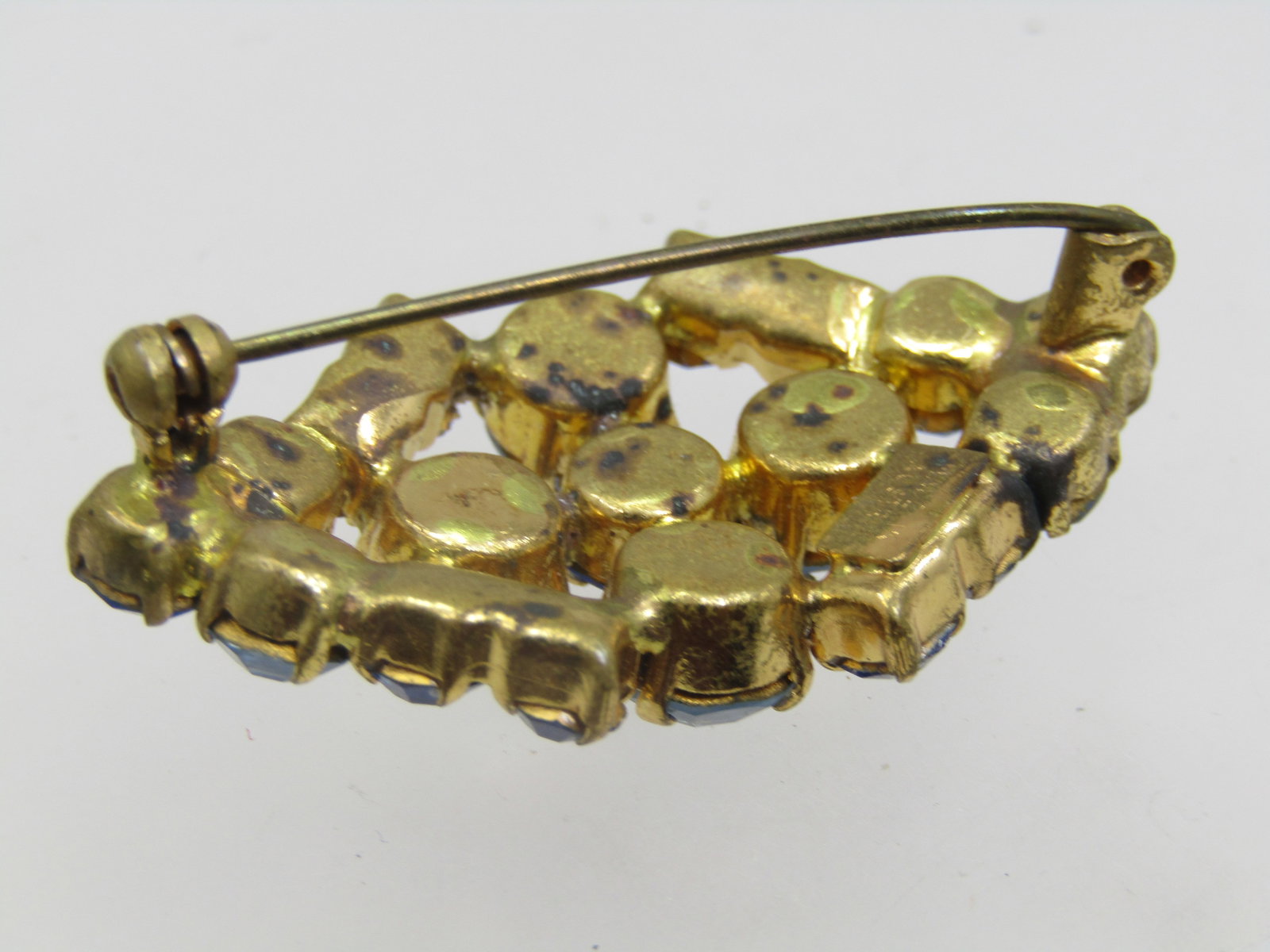 Vintage Blue Rhinestone Pointed Brooch, 1940's, 1.75" - 5