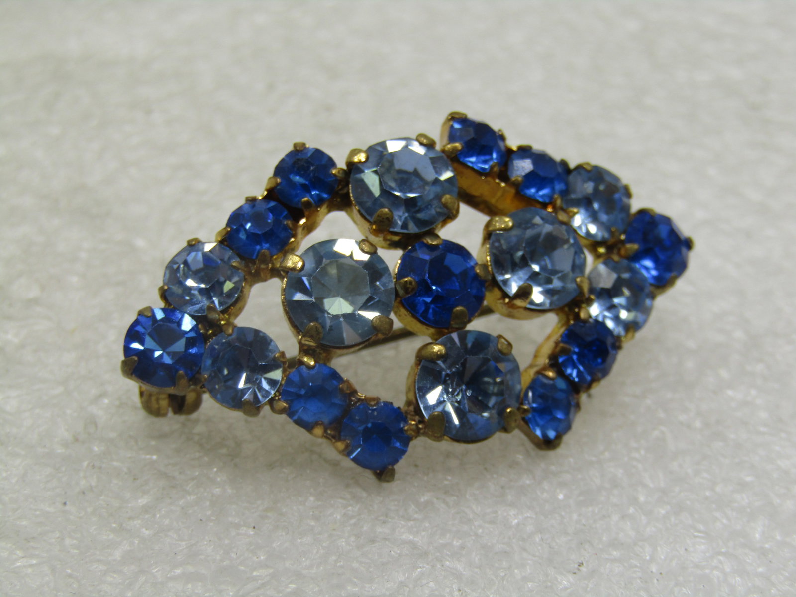 Vintage Blue Rhinestone Pointed Brooch, 1940's, 1.75" - 6