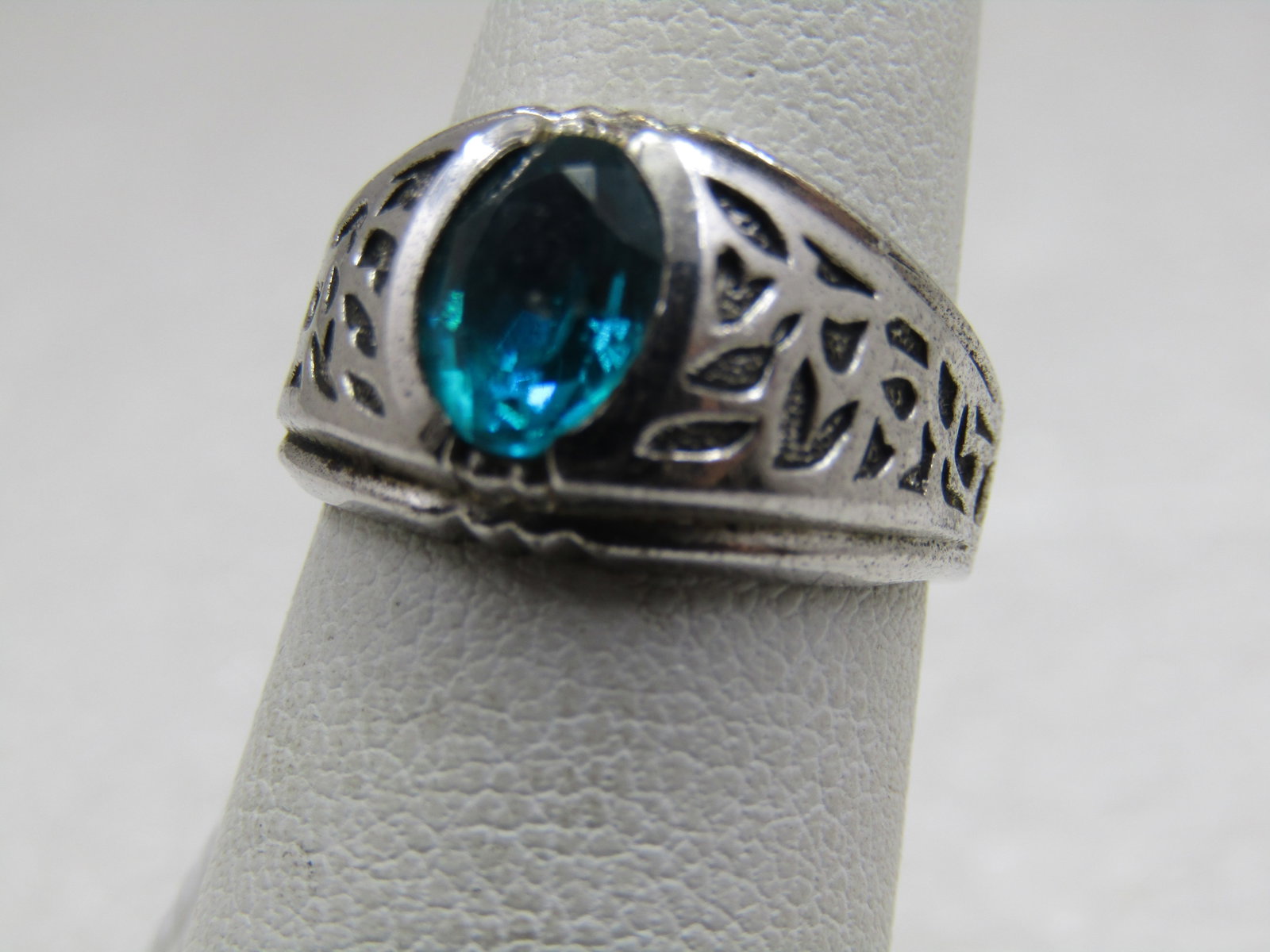 Sterling Teal Stone Ring, Sz. 5, Signed Esp - 2