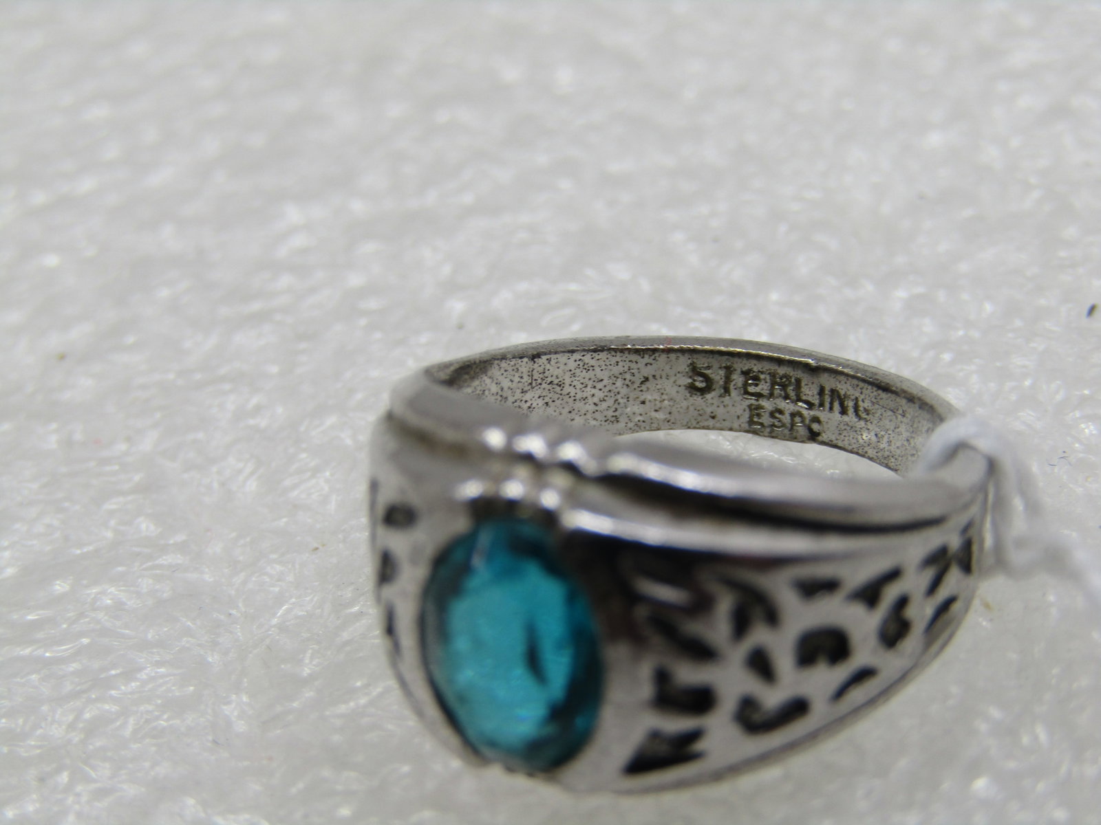 Sterling Teal Stone Ring, Sz. 5, Signed Esp - 4