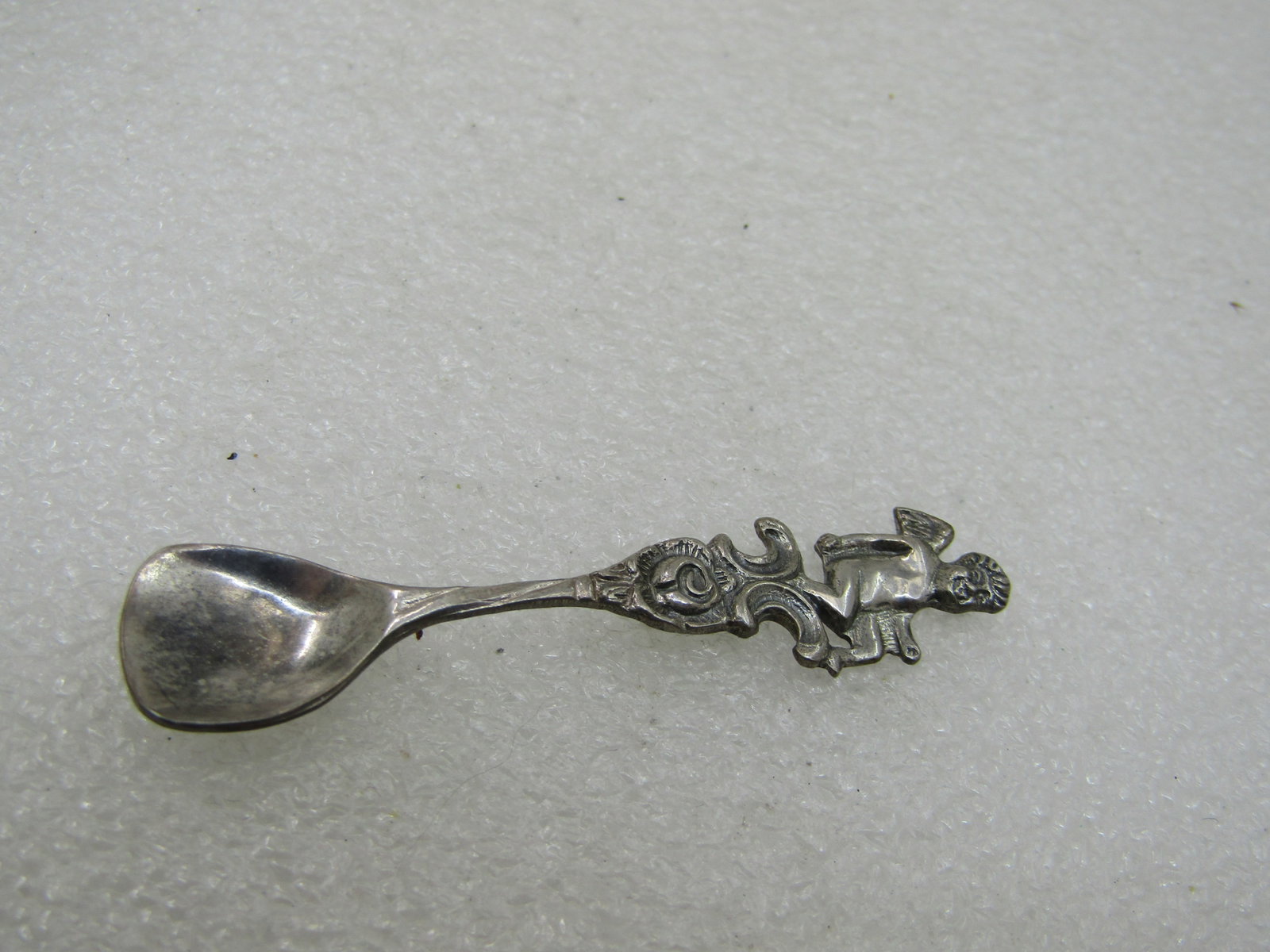 Vintage .835 Silver & Glass Swan Salt Cellar with Spoon Signed Albo - 5