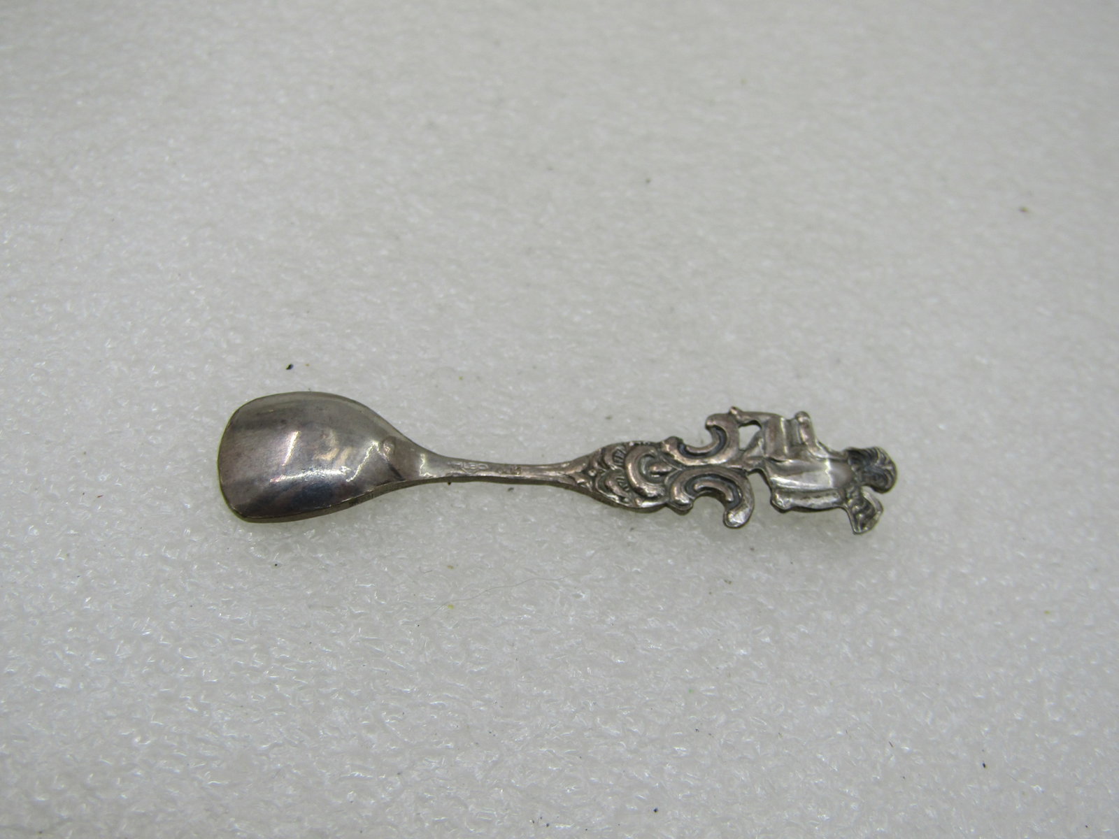 Vintage .835 Silver & Glass Swan Salt Cellar with Spoon Signed Albo - 6