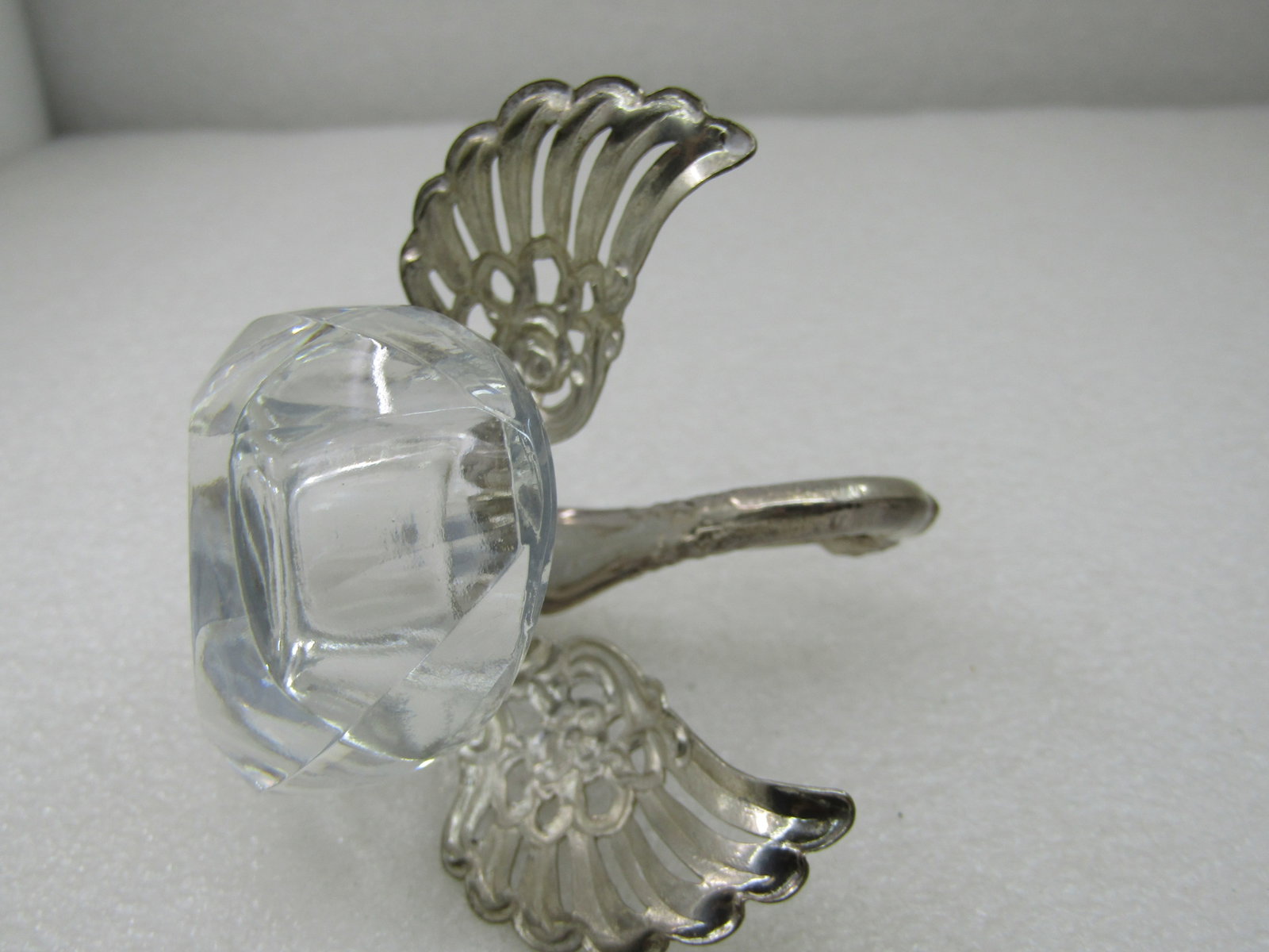 Vintage .835 Silver & Glass Swan Salt Cellar with Spoon Signed Albo - 8