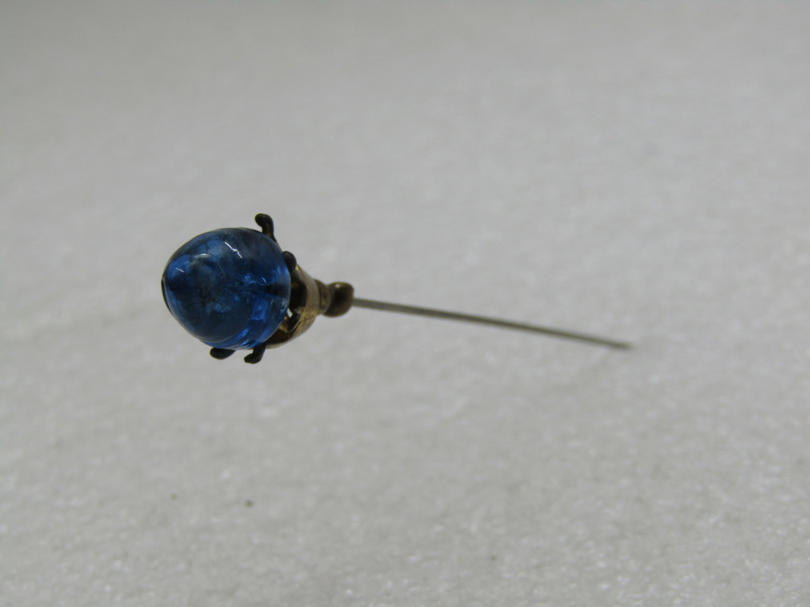 Victorian Blue Glass Stick Pin, 3" - 2