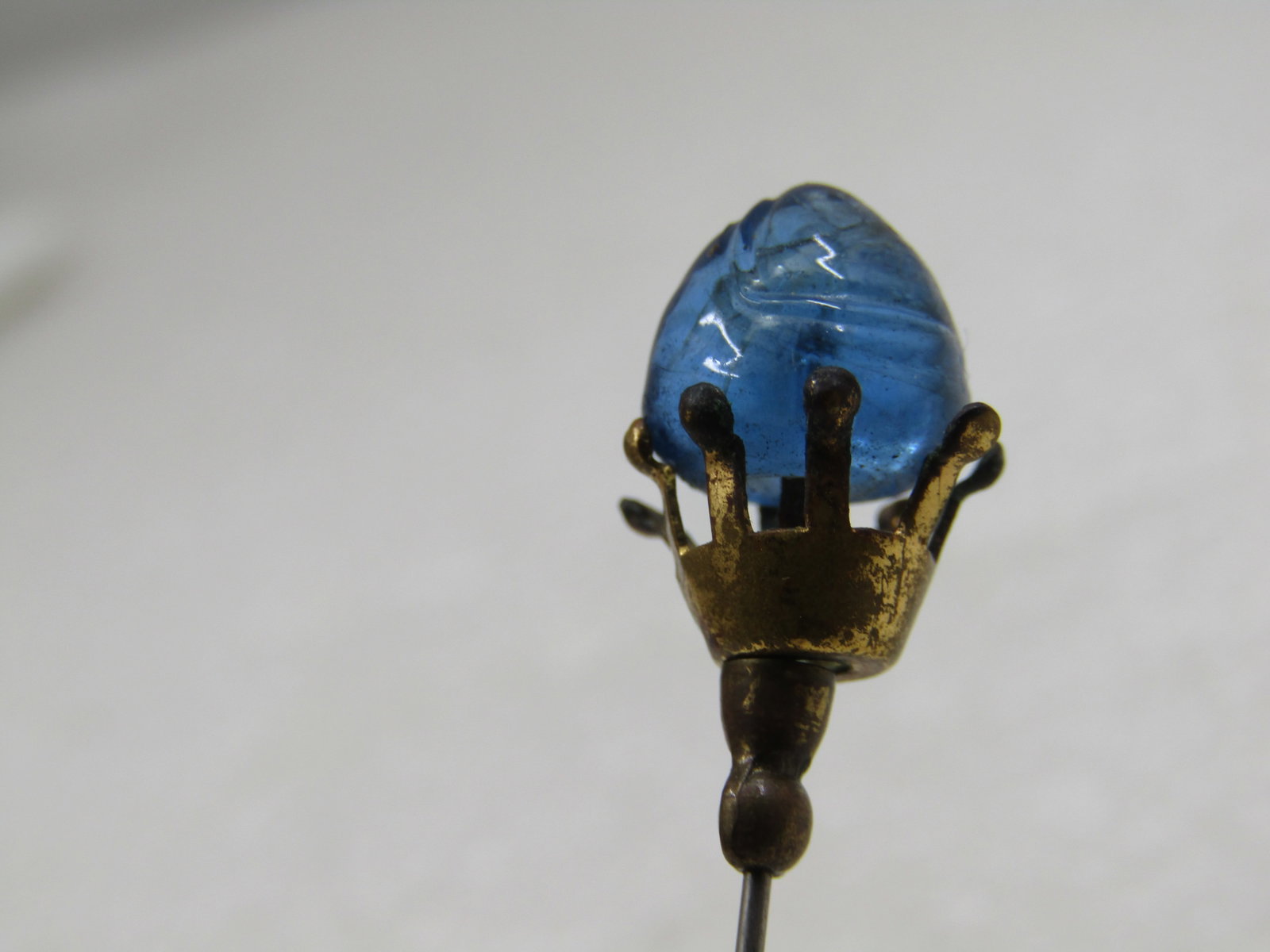 Victorian Blue Glass Stick Pin, 3" - 3