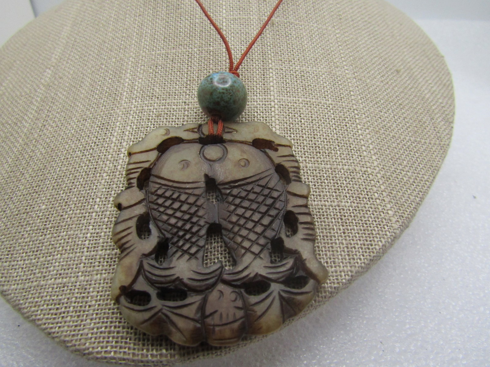Vintage Carved Double Fish Necklace, 27", 1980's-1990's - 5