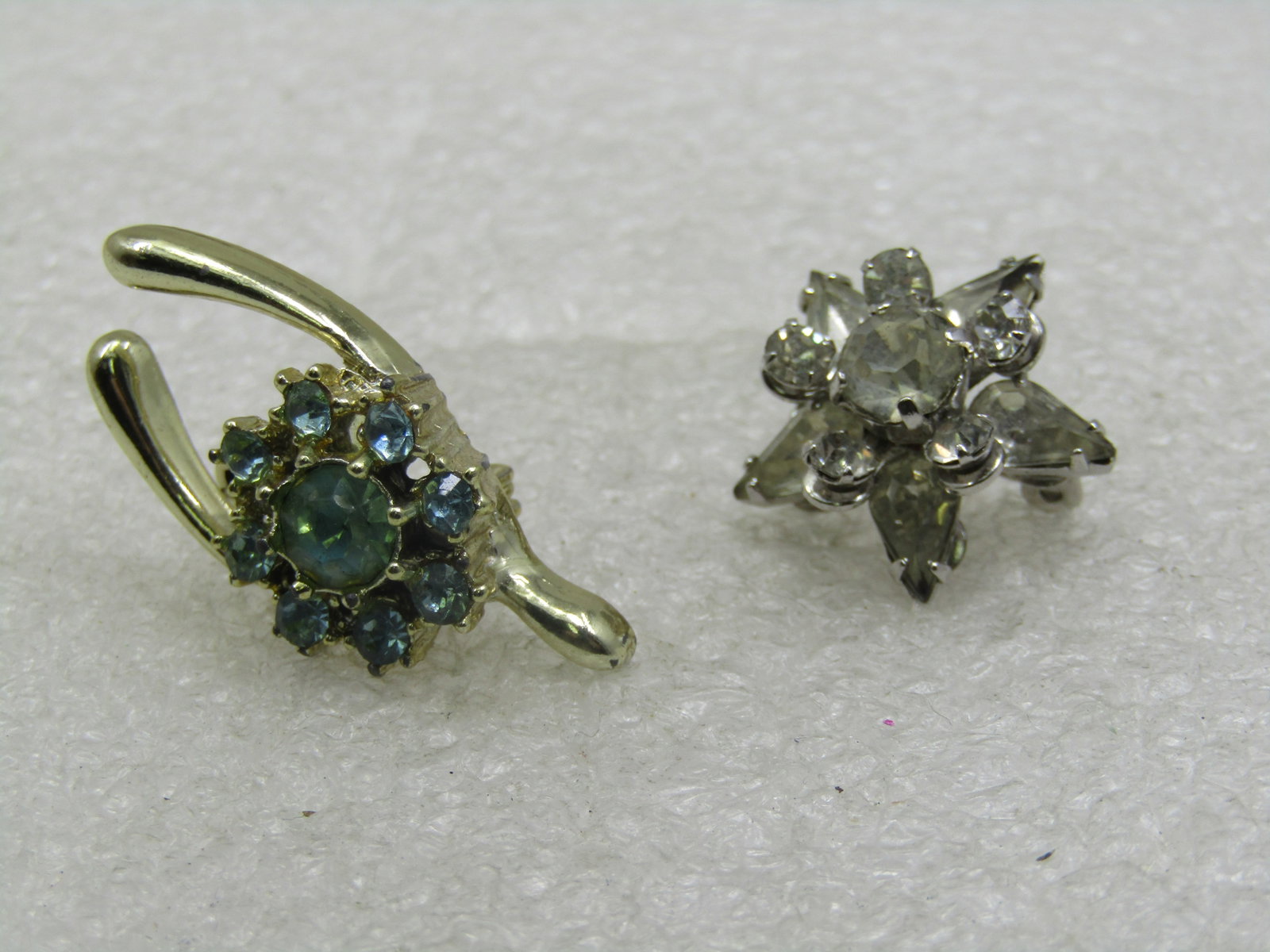 Vintage Rhinestone Wishbone & Star Brooches, 2 Pcs, 1940's-1950's - 2