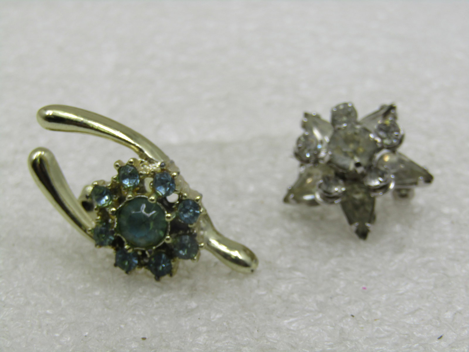 Vintage Rhinestone Wishbone & Star Brooches, 2 Pcs, 1940's-1950's - 3
