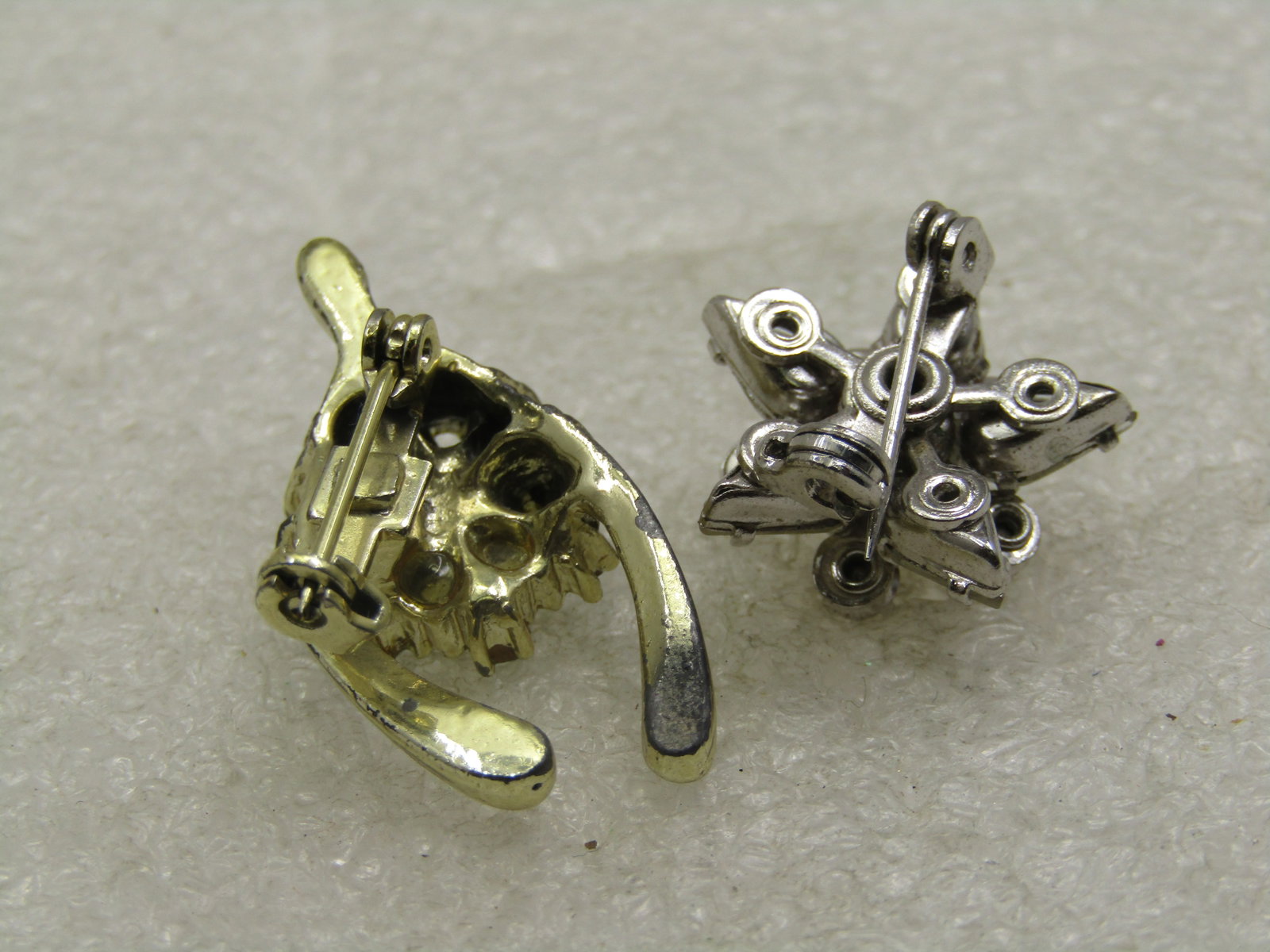 Vintage Rhinestone Wishbone & Star Brooches, 2 Pcs, 1940's-1950's - 4