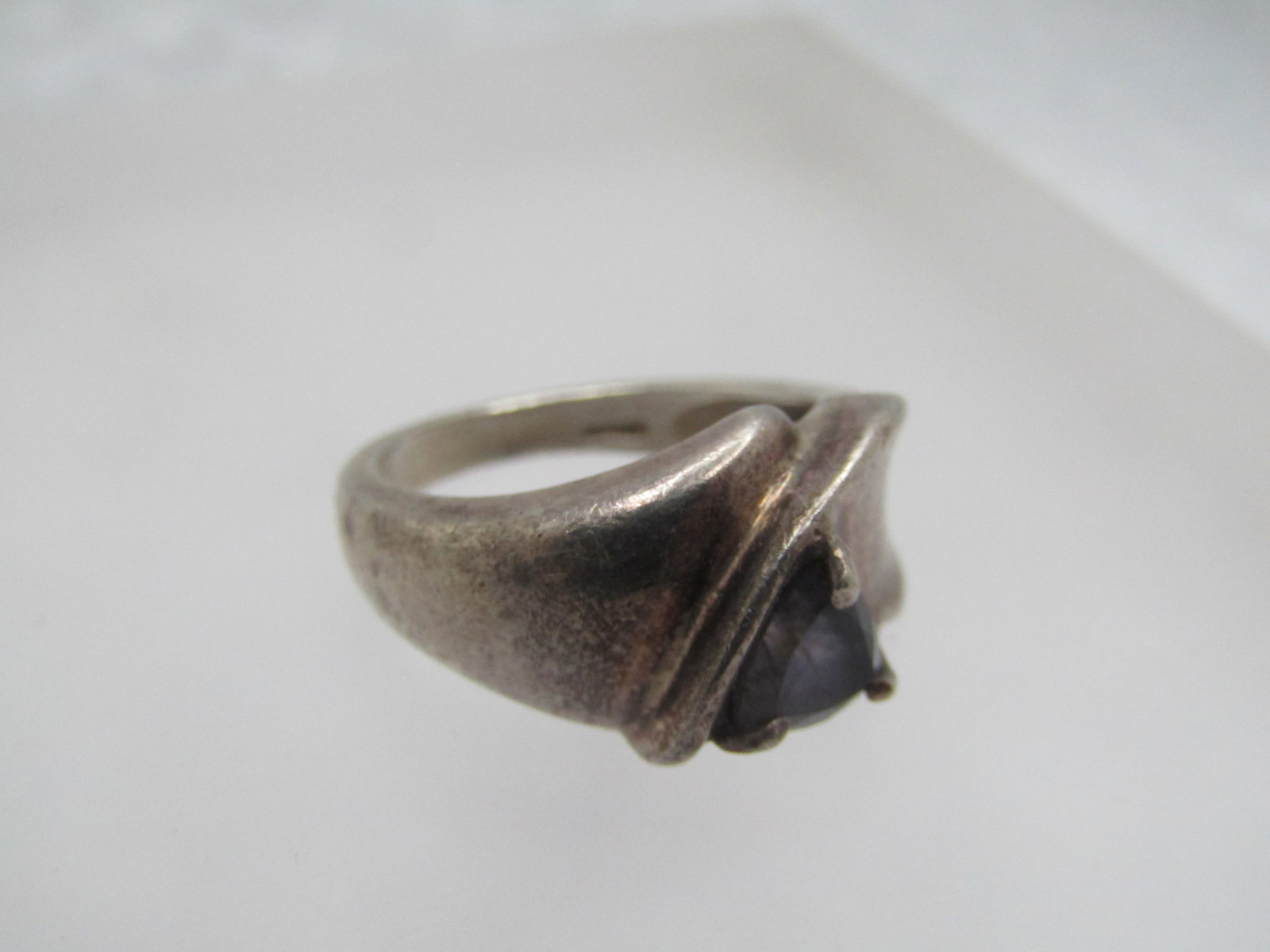 Vintage Sterling Blue Stone Ring, Sz. 5.5, Triangular - 5