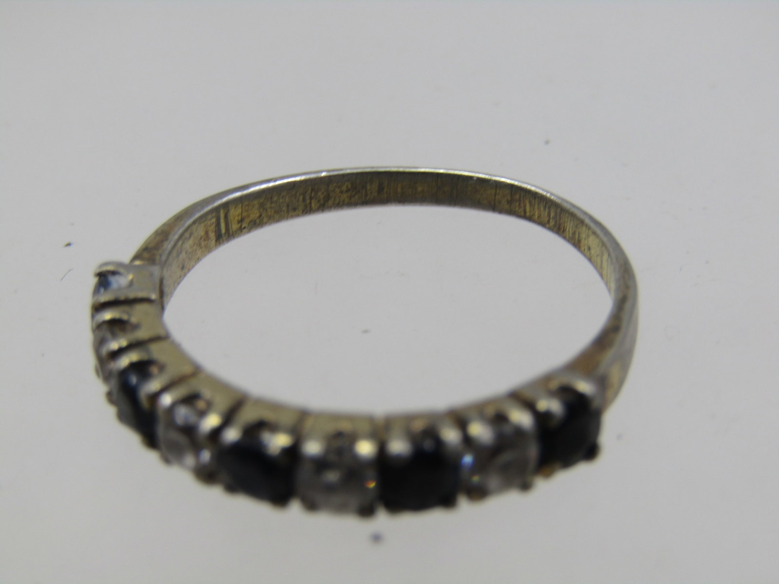 Vintage Sterling Sapphire & Clear Stone Ring, Sz. 8 - 5