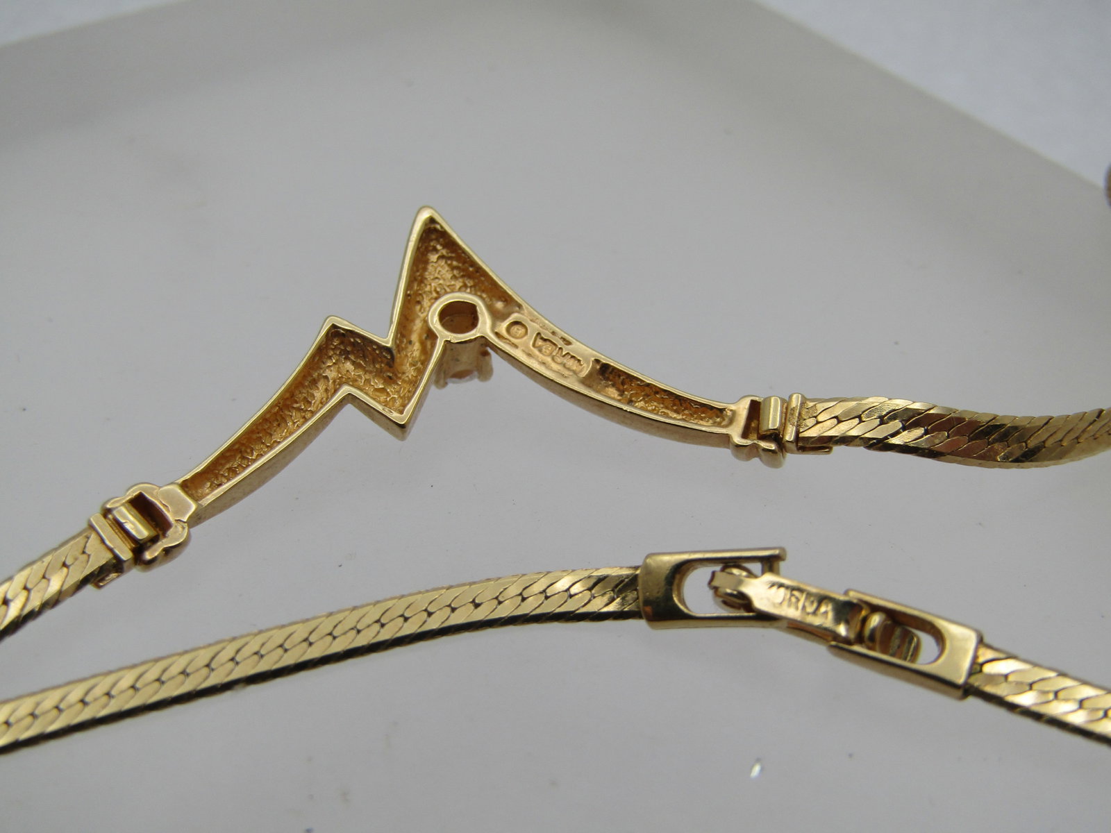 Vintage ZigZag Rhinestone Drop Necklace, 18", 1980's - 4