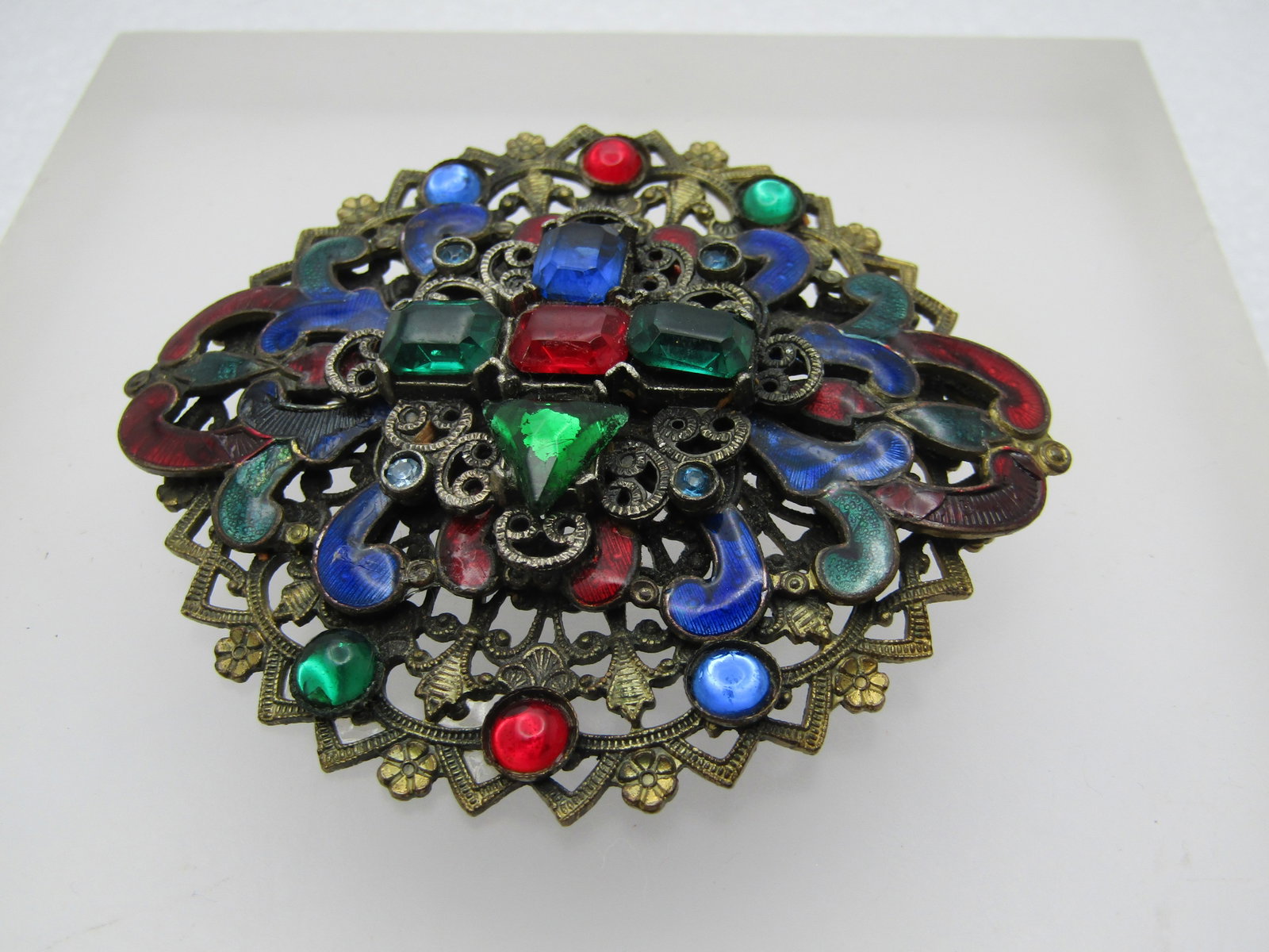 Vintage Enameled & Rhinestone Brooch, 1920's-1930's - 2