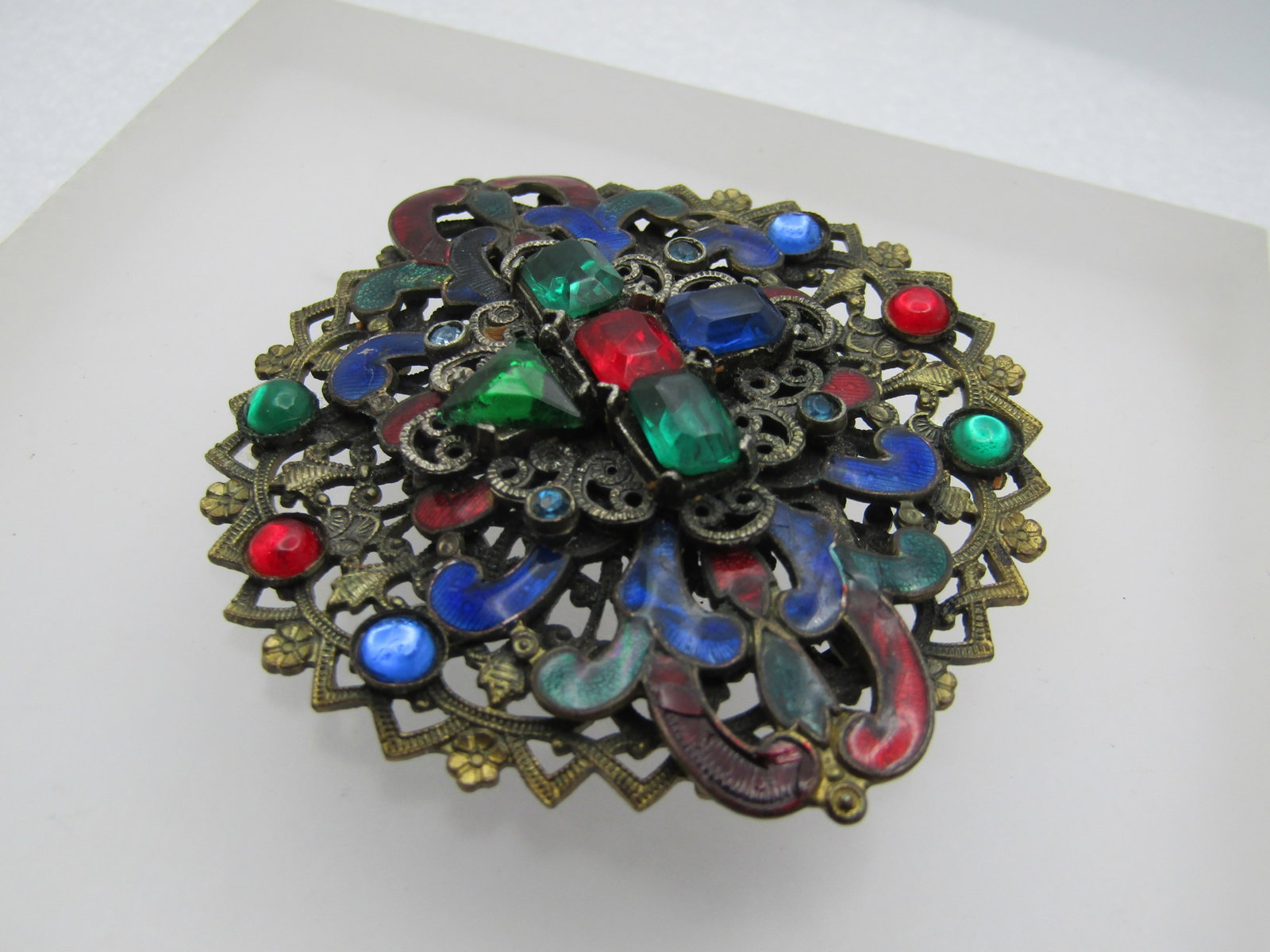 Vintage Enameled & Rhinestone Brooch, 1920's-1930's - 3
