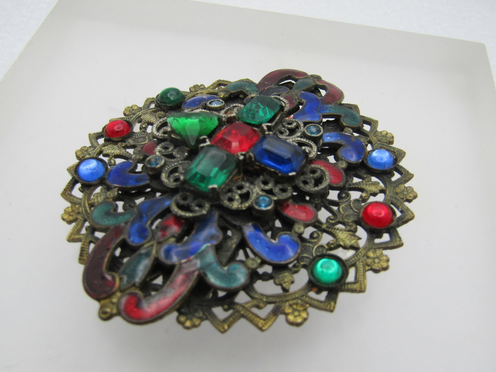Vintage Enameled & Rhinestone Brooch, 1920's-1930's - 4