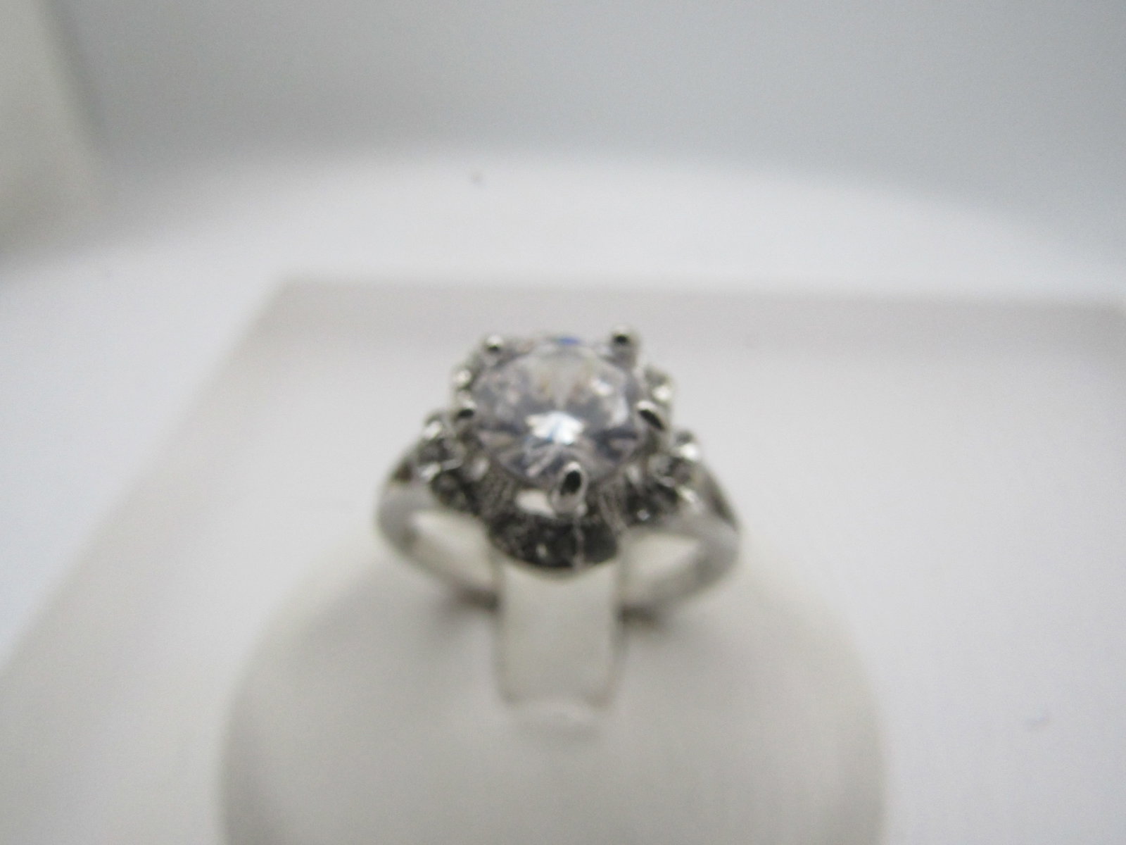 Costume Clear Rhinestone Ring, Sz. 6.5, Halo (1 of 9)