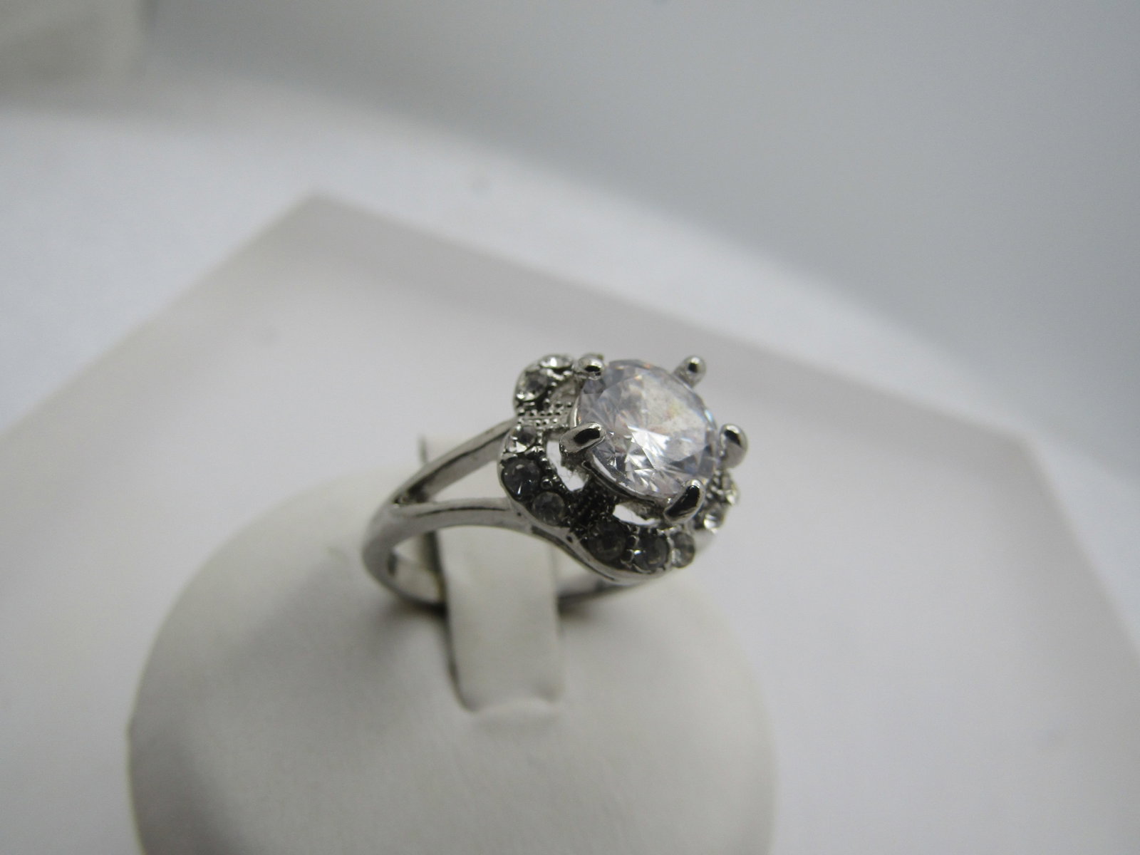 Costume Clear Rhinestone Ring, Sz. 6.5, Halo - 2
