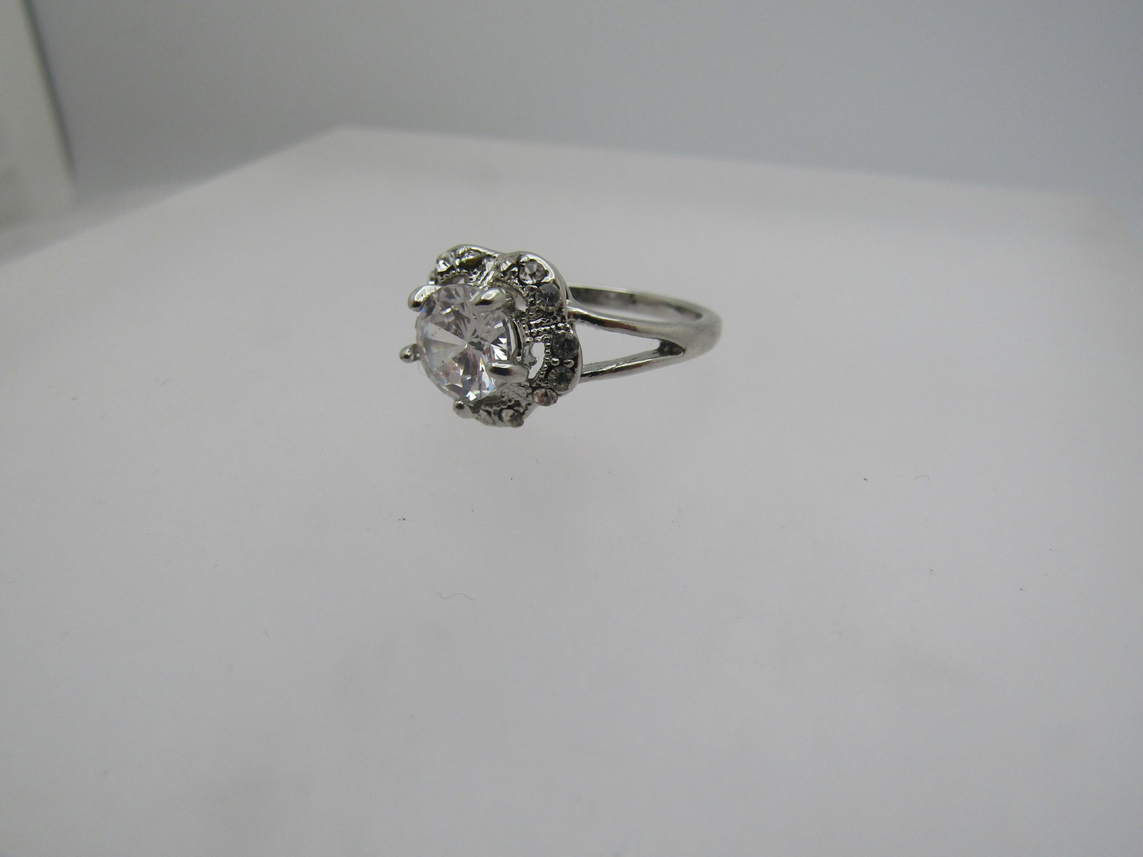 Costume Clear Rhinestone Ring, Sz. 6.5, Halo - 5